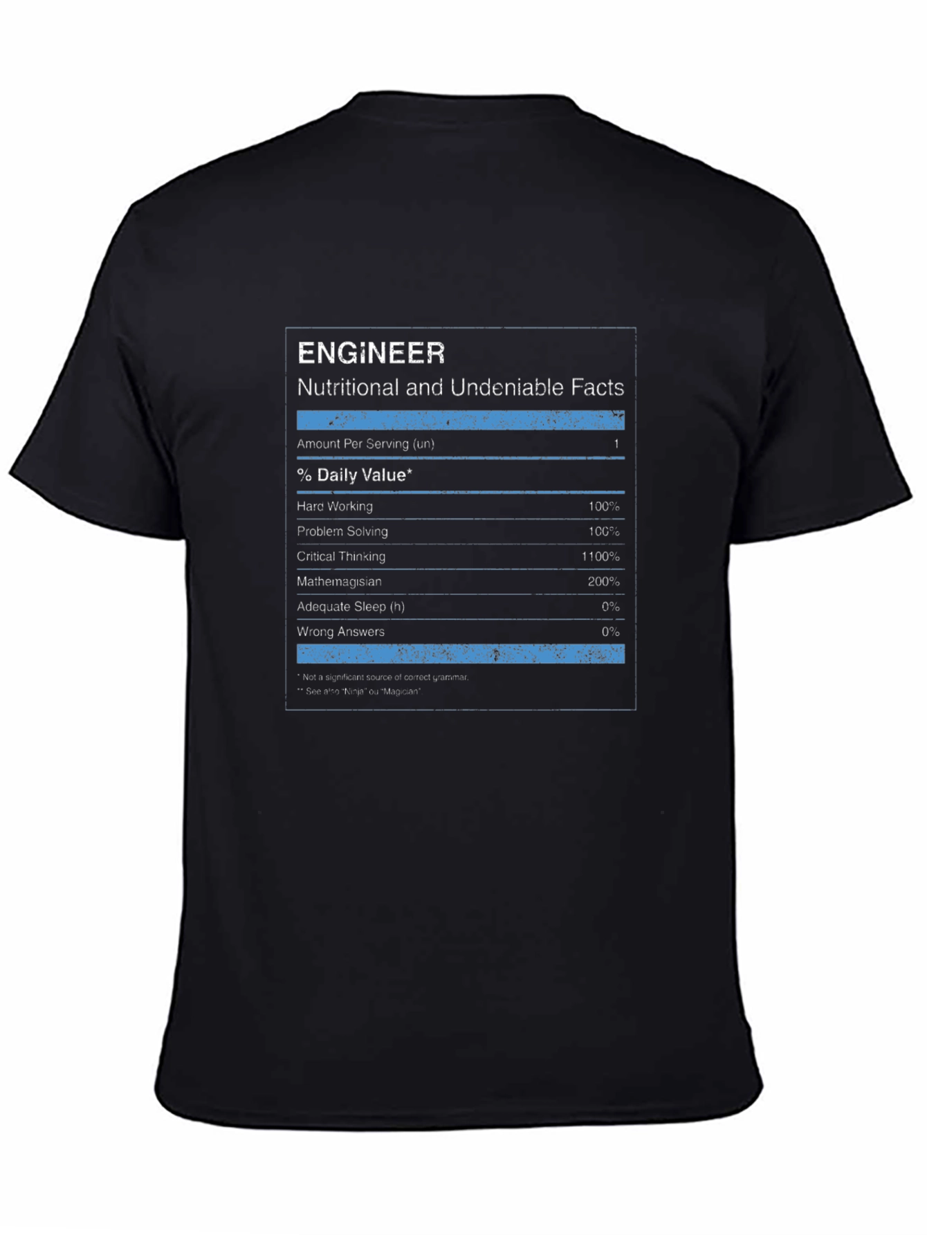 Engineer Nutritional Facts Black T-Shirt