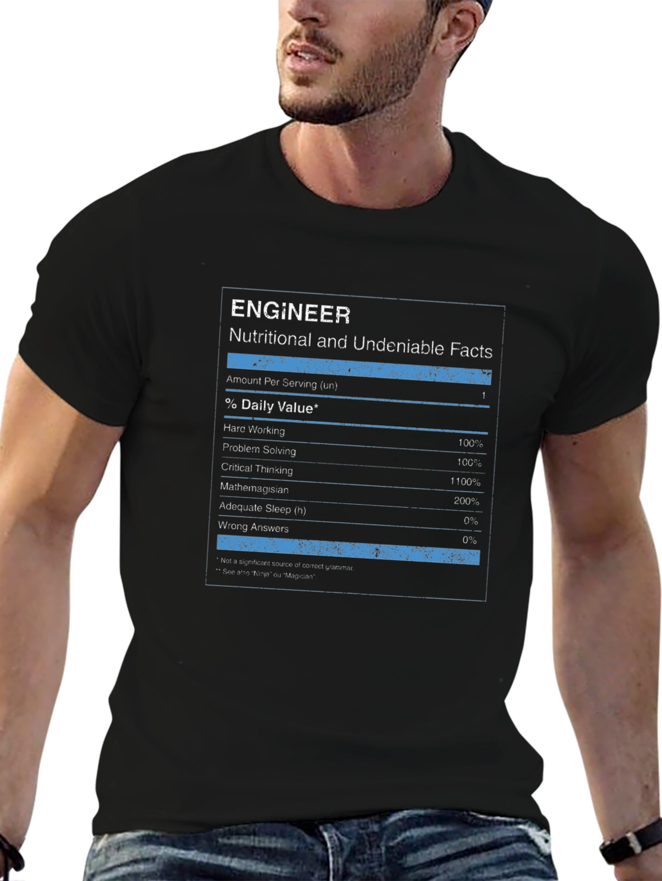 Engineer Nutritional Facts Black T-Shirt