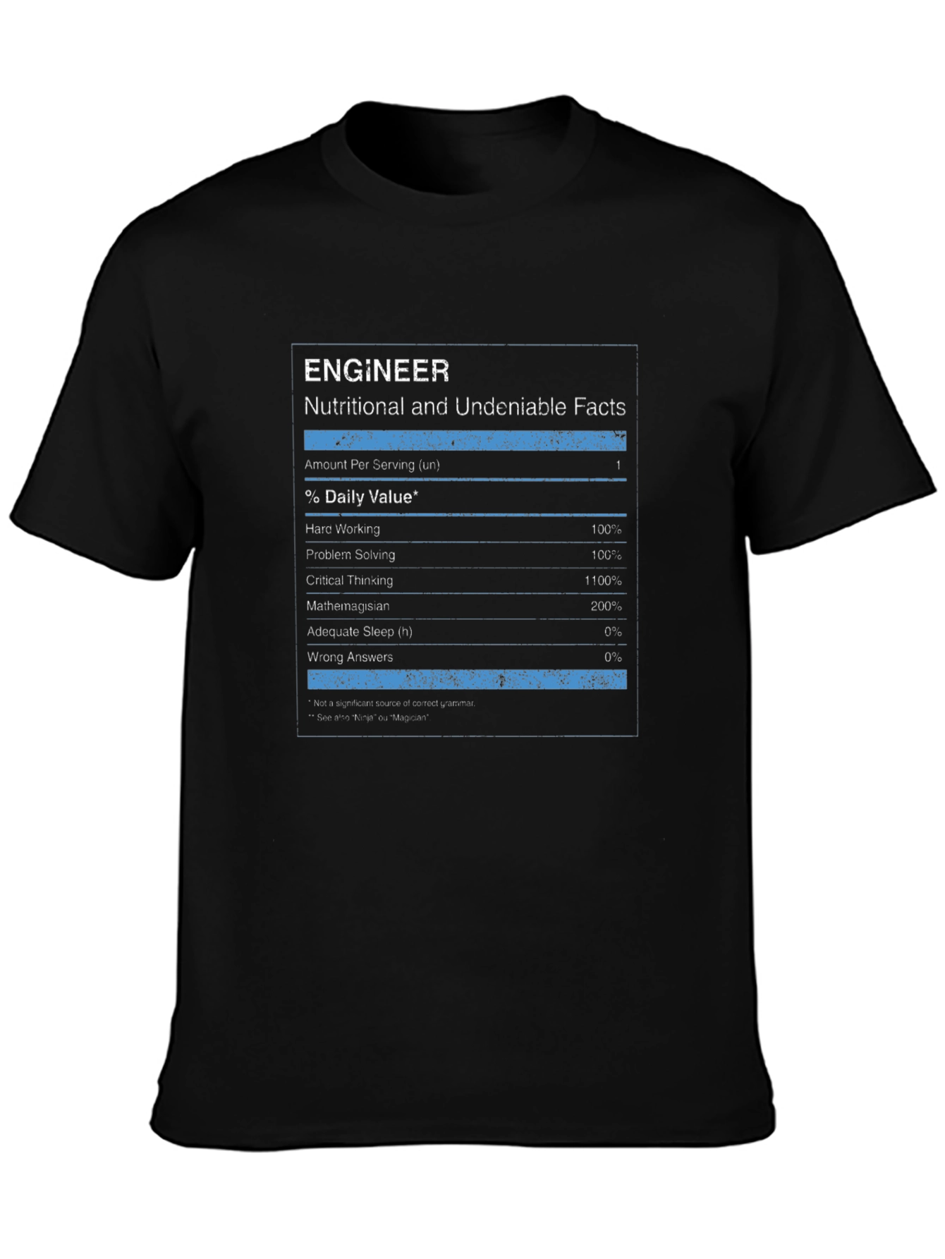 Engineer Nutritional Facts Black T-Shirt