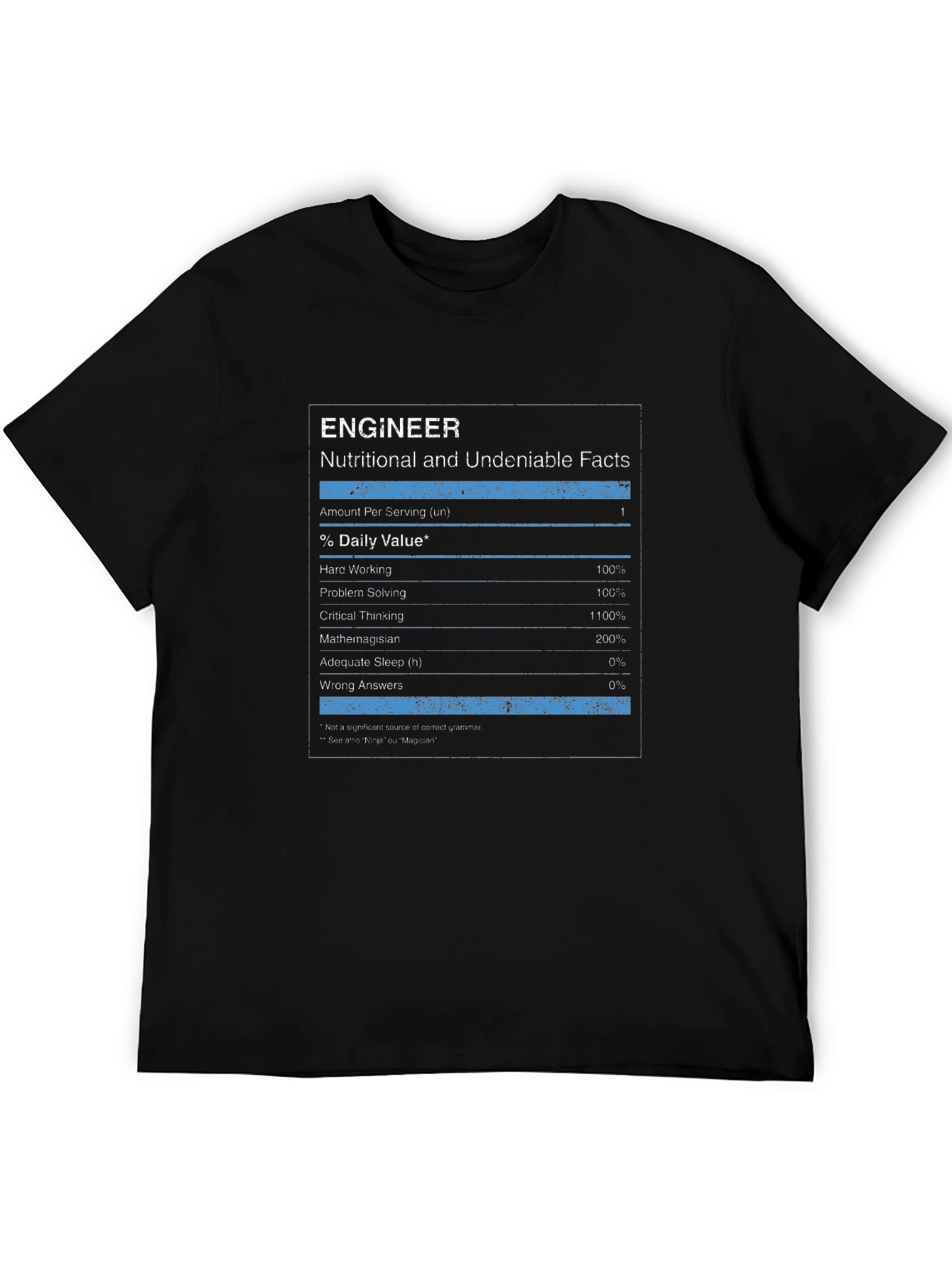 Engineer Nutritional Facts Black T-Shirt