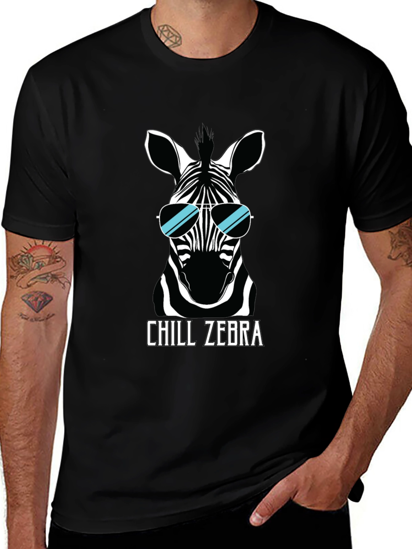 Chill Zebra Graphic Tee - Black T-Shirt