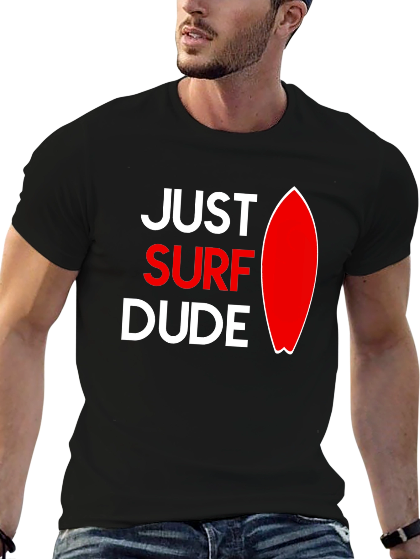 Just Surf Dude Graphic Tee - Black