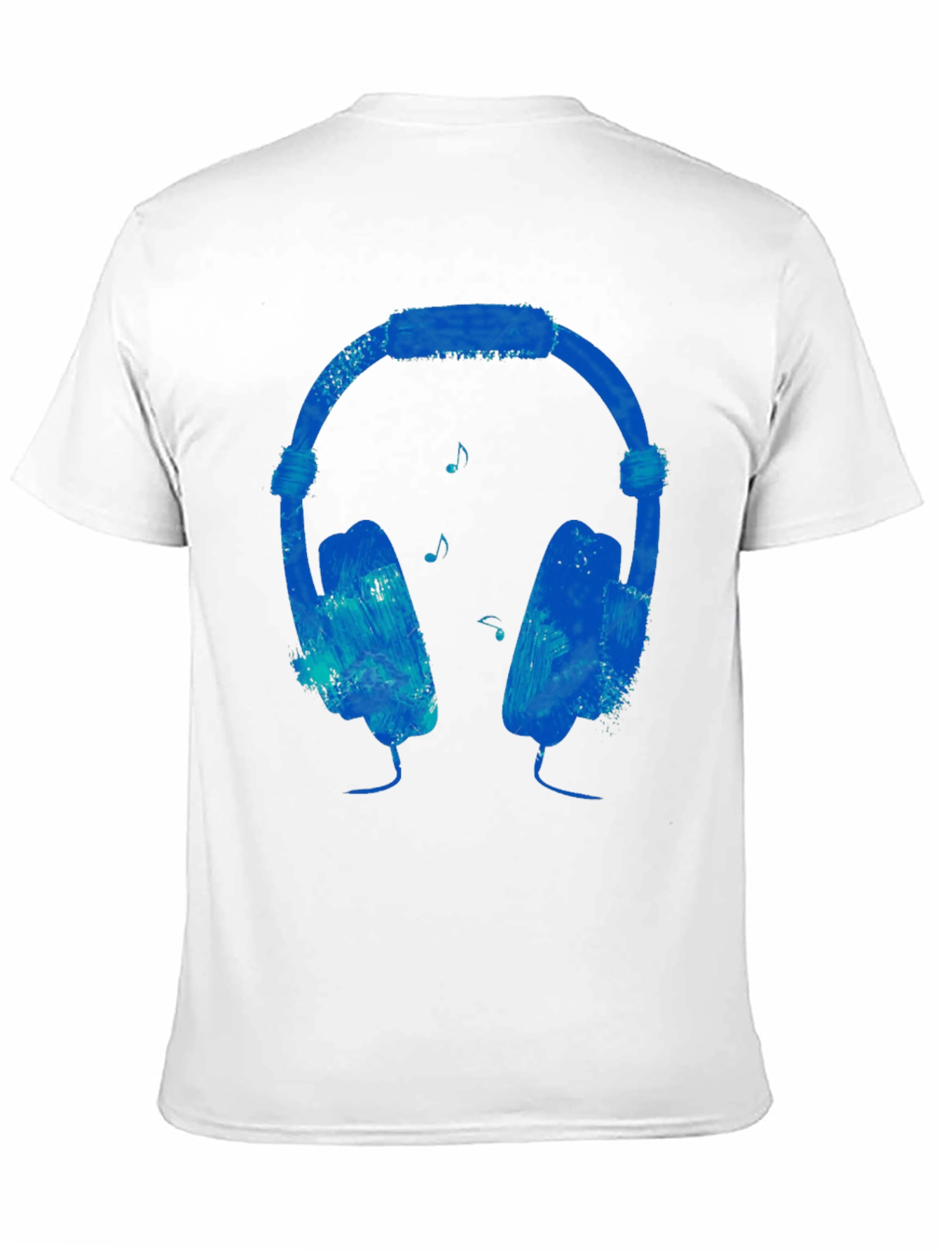 Blue Headphones Graphic Black T-Shirt