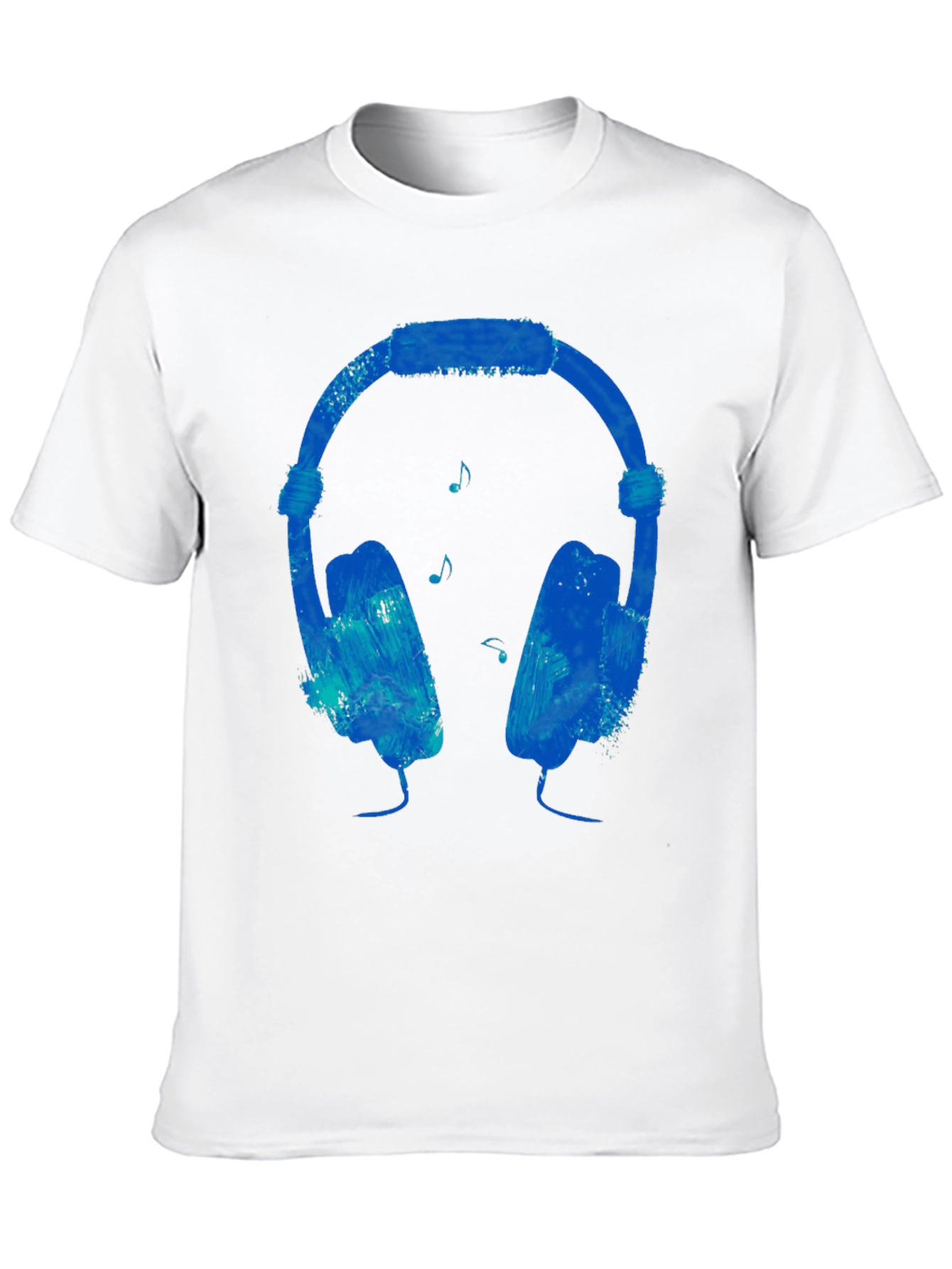 Blue Headphones Graphic Black T-Shirt