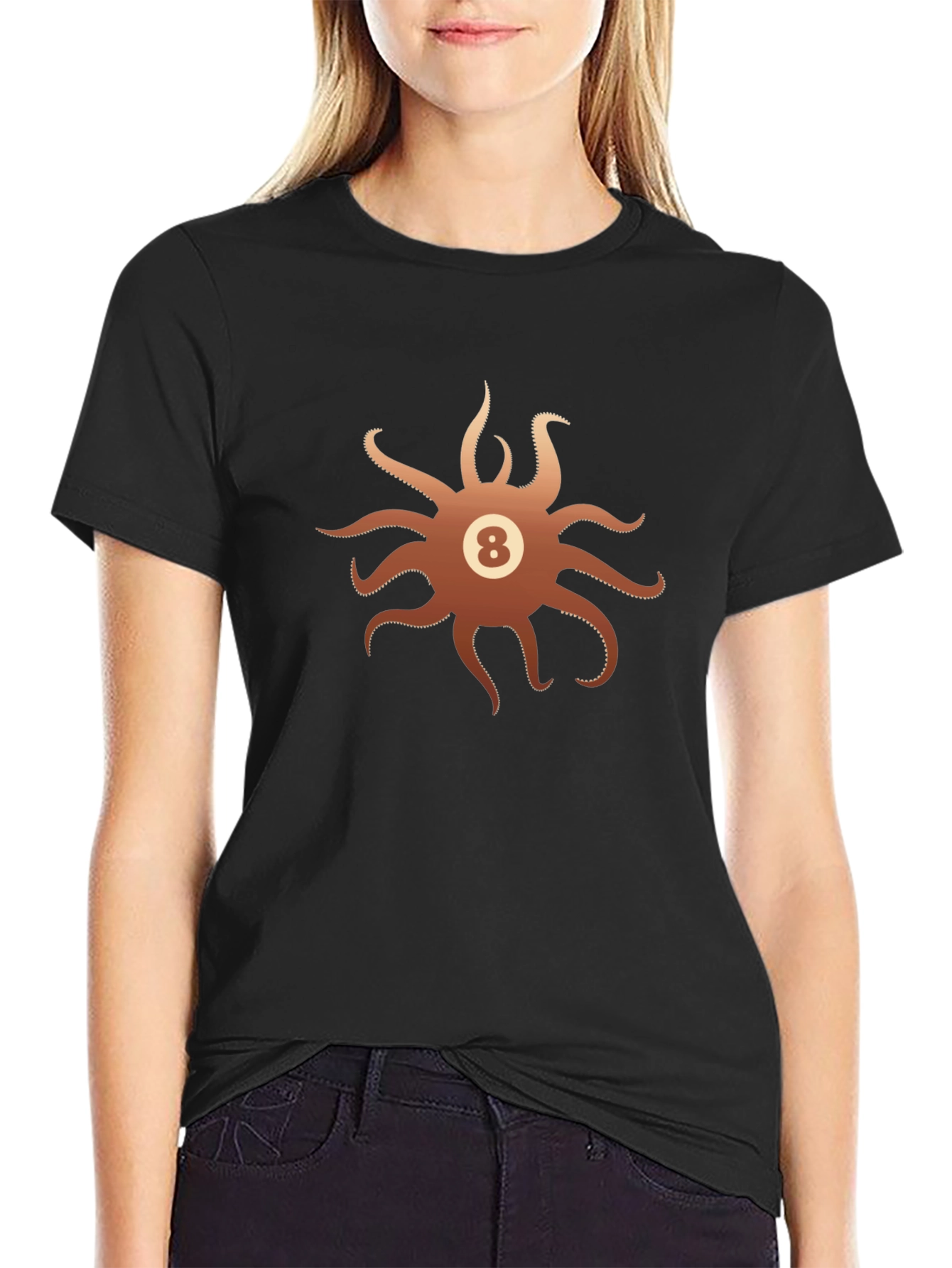 Octopus Eight Ball Graphic T-Shirt - Mens Black Tee