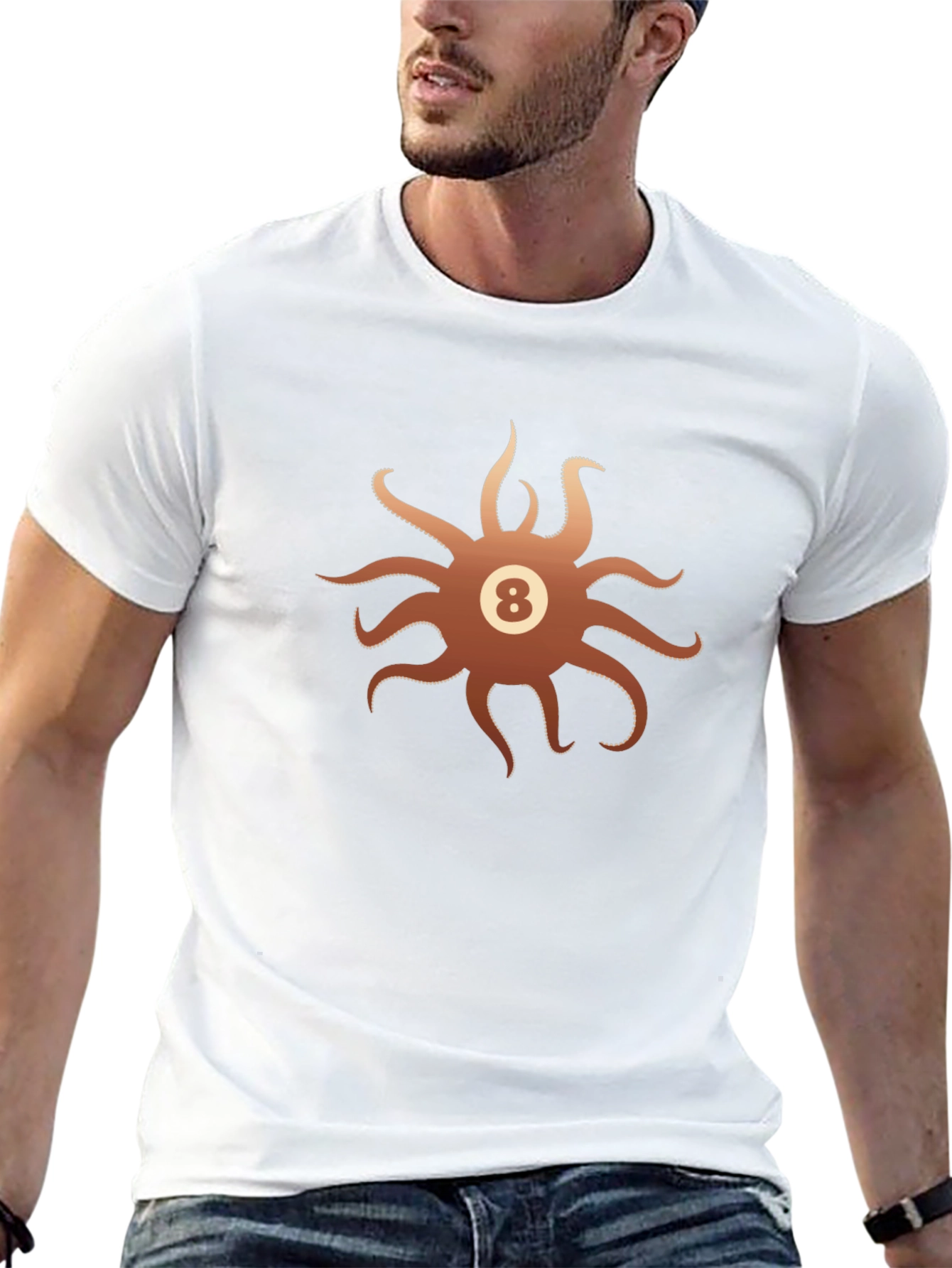Octopus Eight Ball Graphic T-Shirt - Mens Black Tee