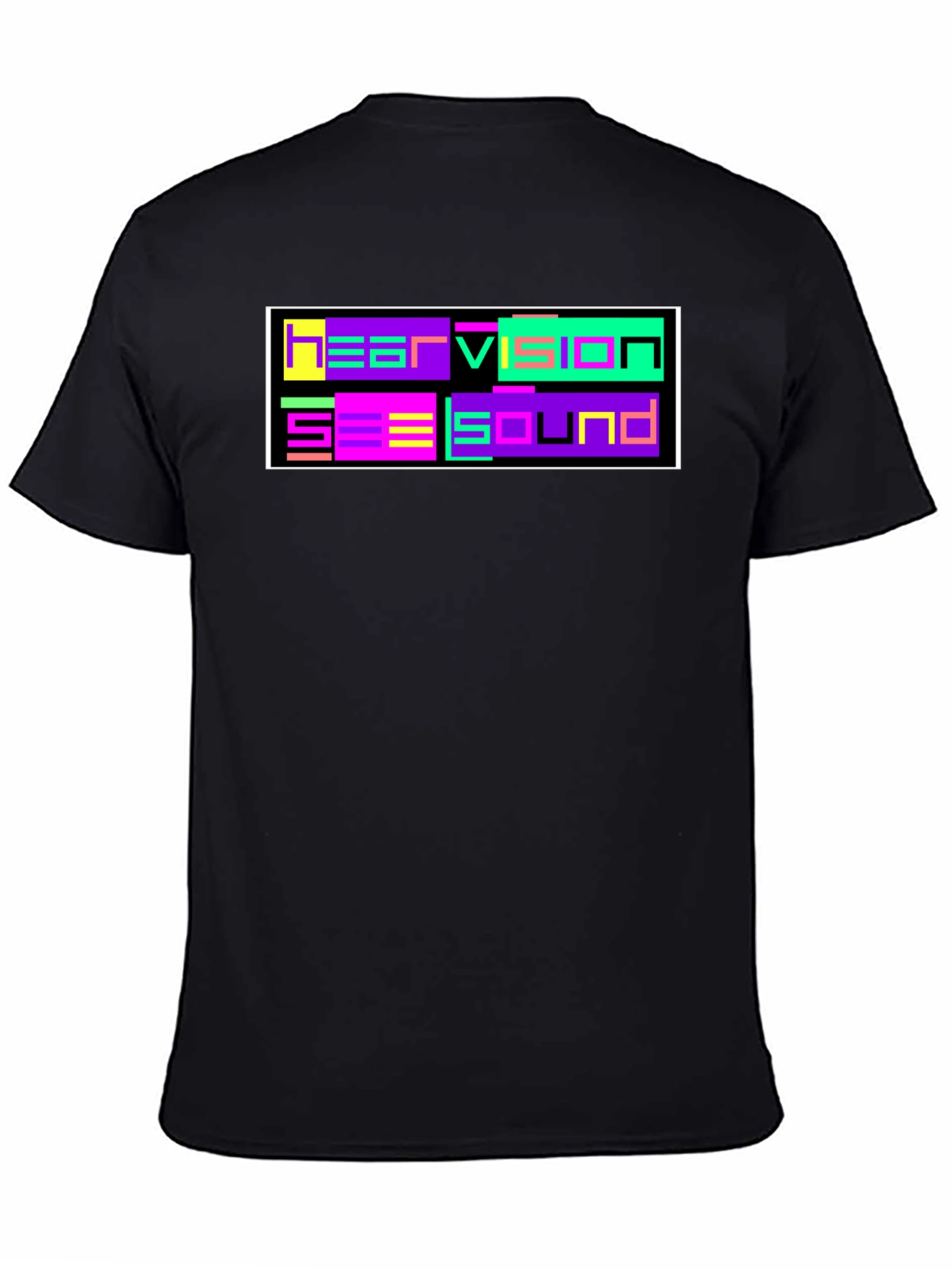 Retro Hear Vision See Sound Black T-Shirt
