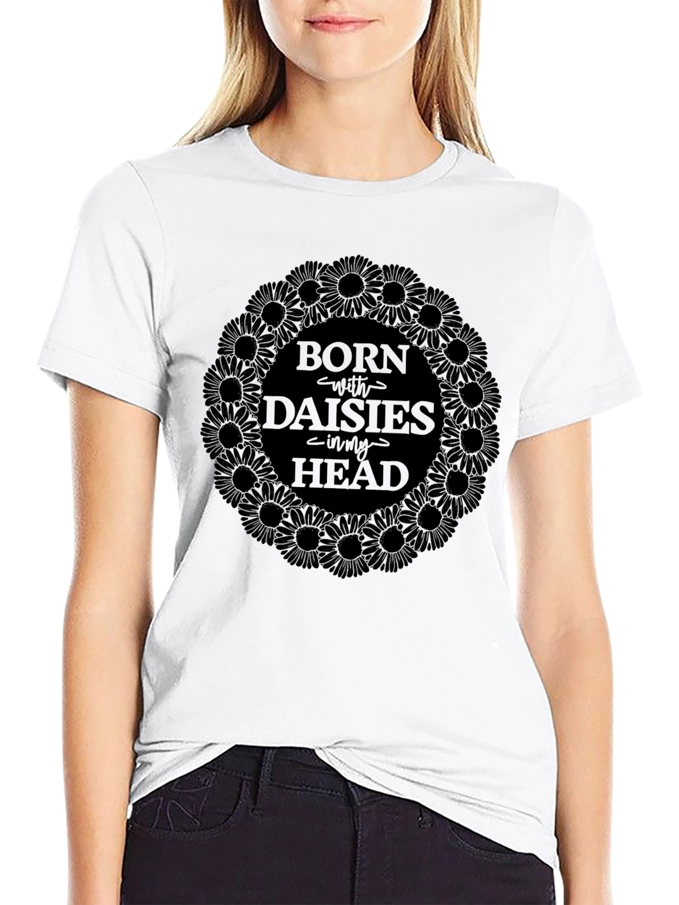 Born with Daisies T-Shirt - Dark Graphic Tee