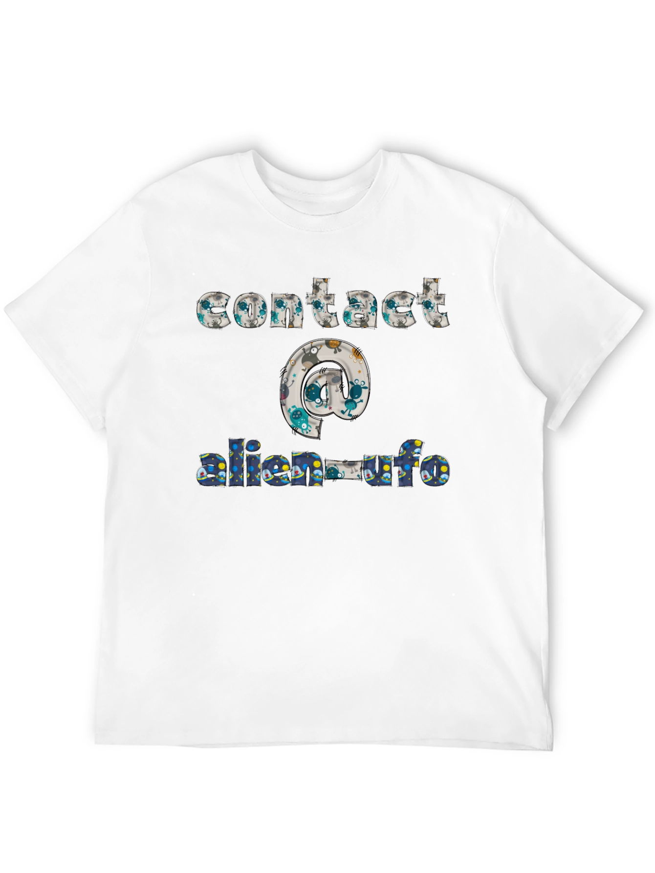 Contact Alien UFO T-Shirt Black Cotton