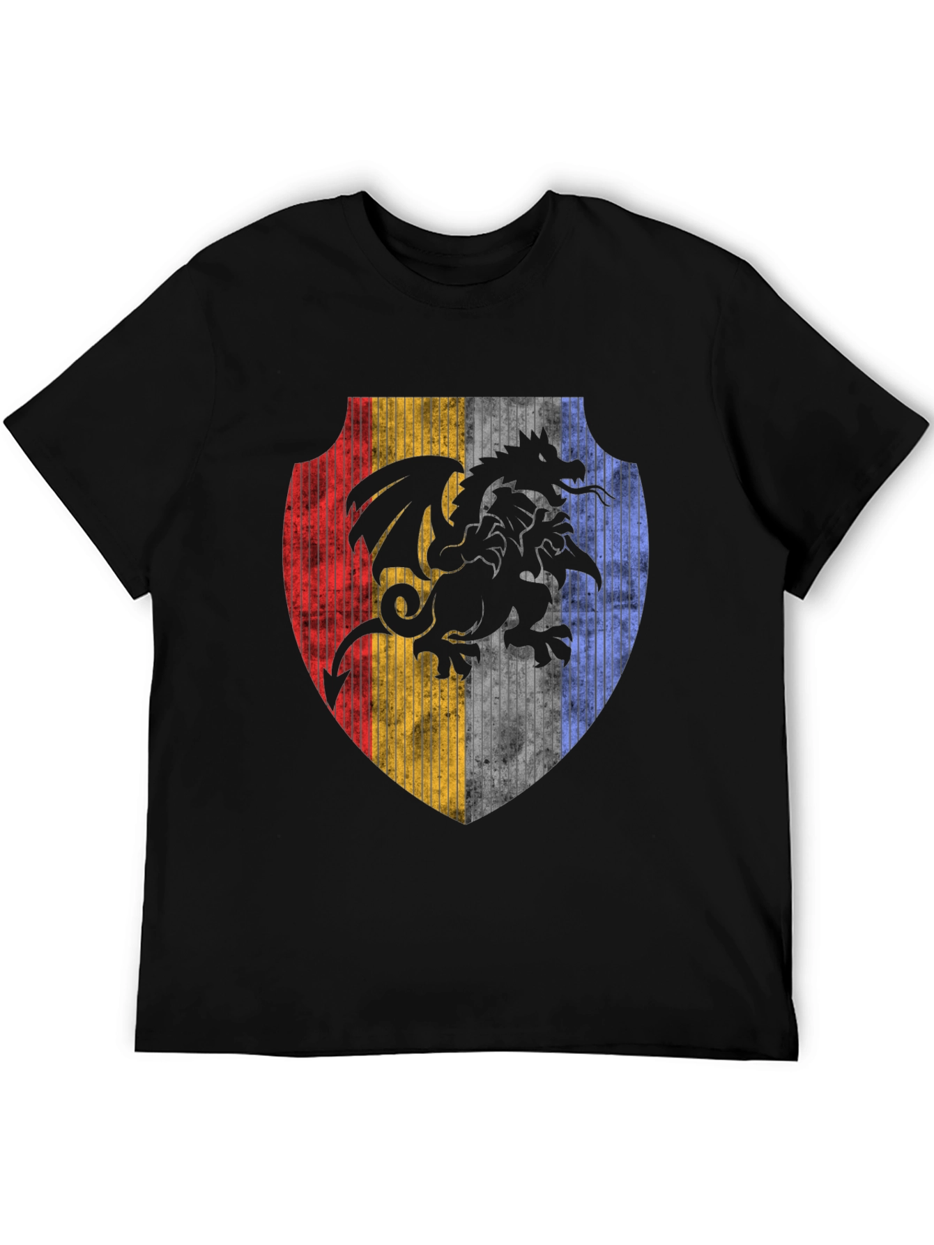 Dragon Crest Shield Graphic Tee - Black Cotton Blend