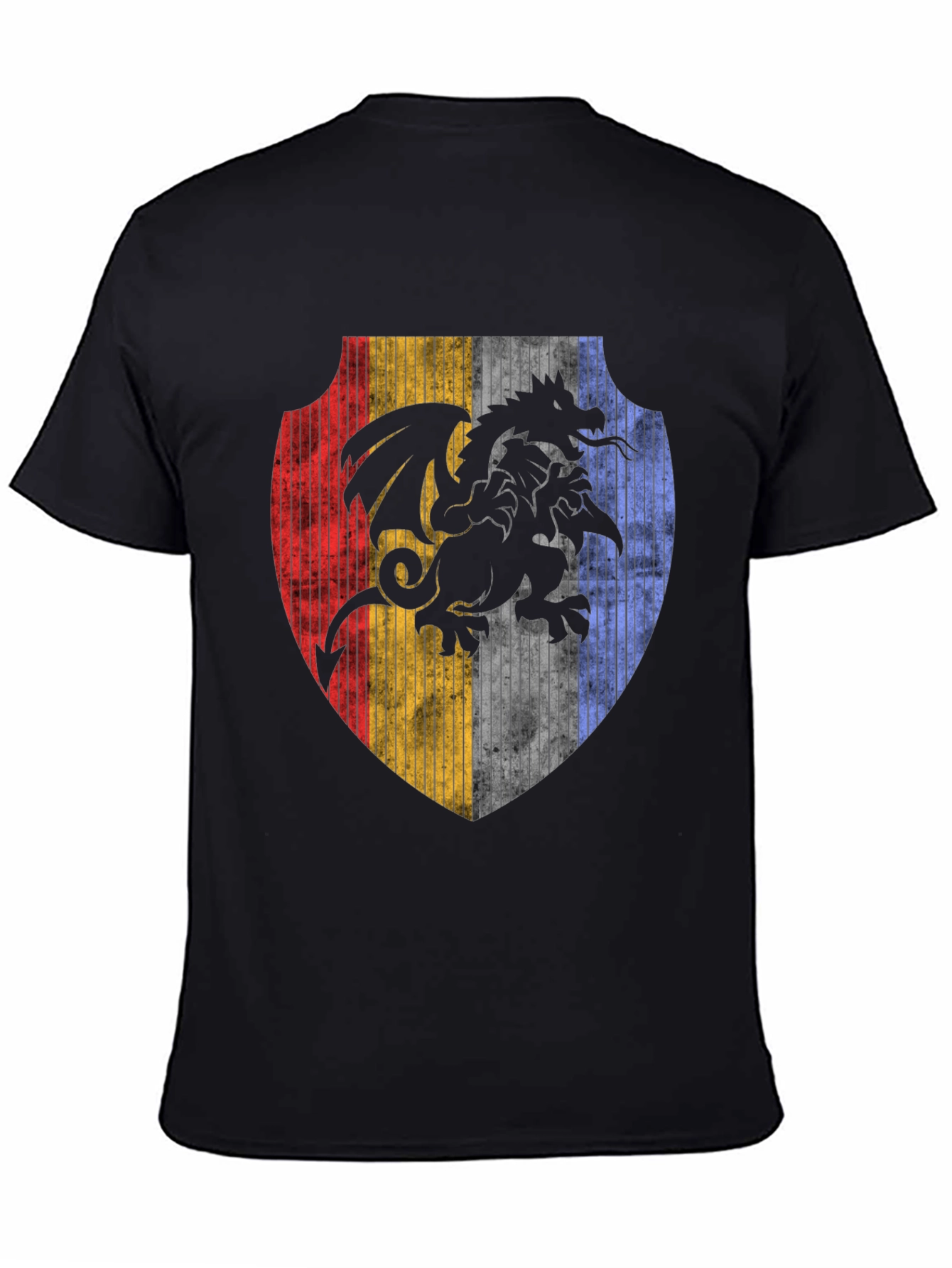 Dragon Crest Shield Graphic Tee - Black Cotton Blend