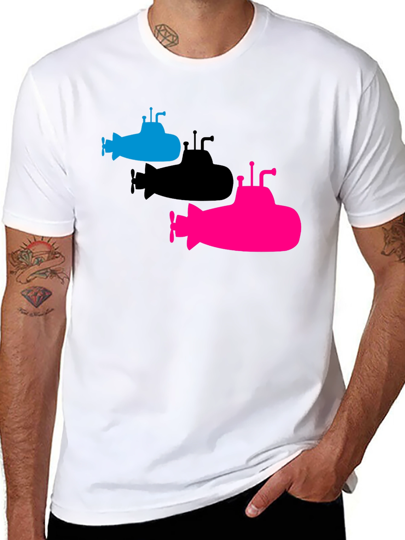 Submarine Trio Graphic Tee - Black Cotton T-Shirt