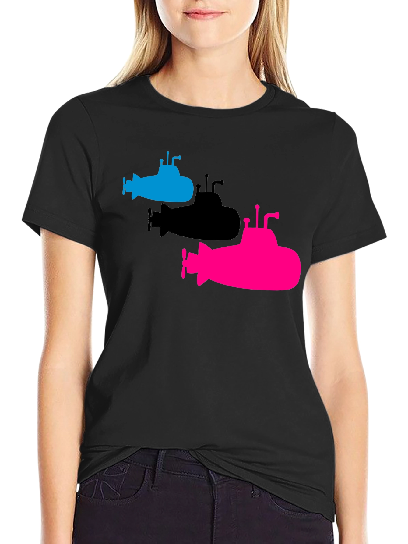 Submarine Trio Graphic Tee - Black Cotton T-Shirt