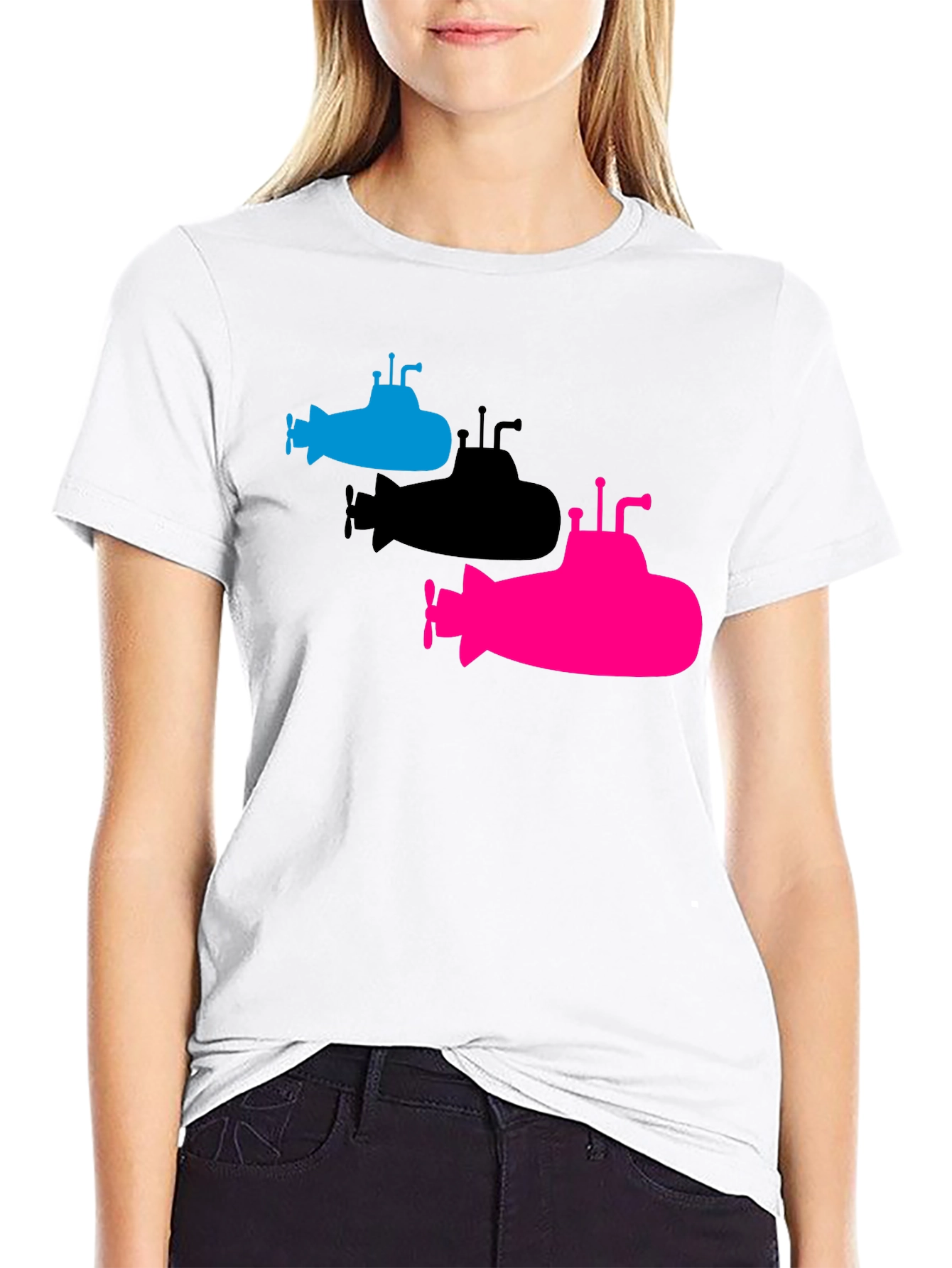 Submarine Trio Graphic Tee - Black Cotton T-Shirt