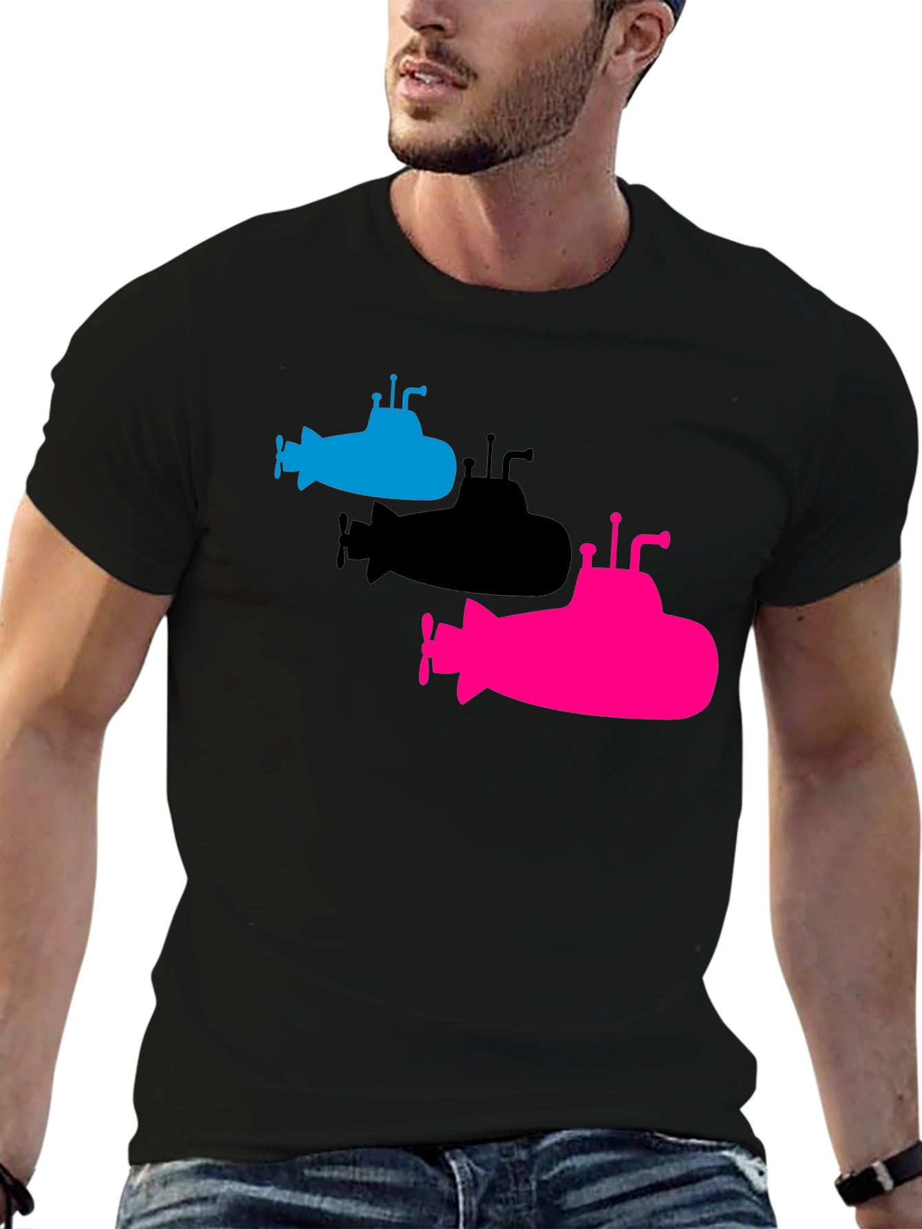 Submarine Trio Graphic Tee - Black Cotton T-Shirt