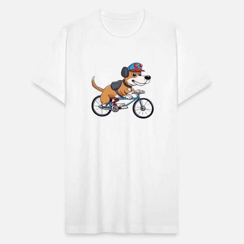dog driving a bicycle