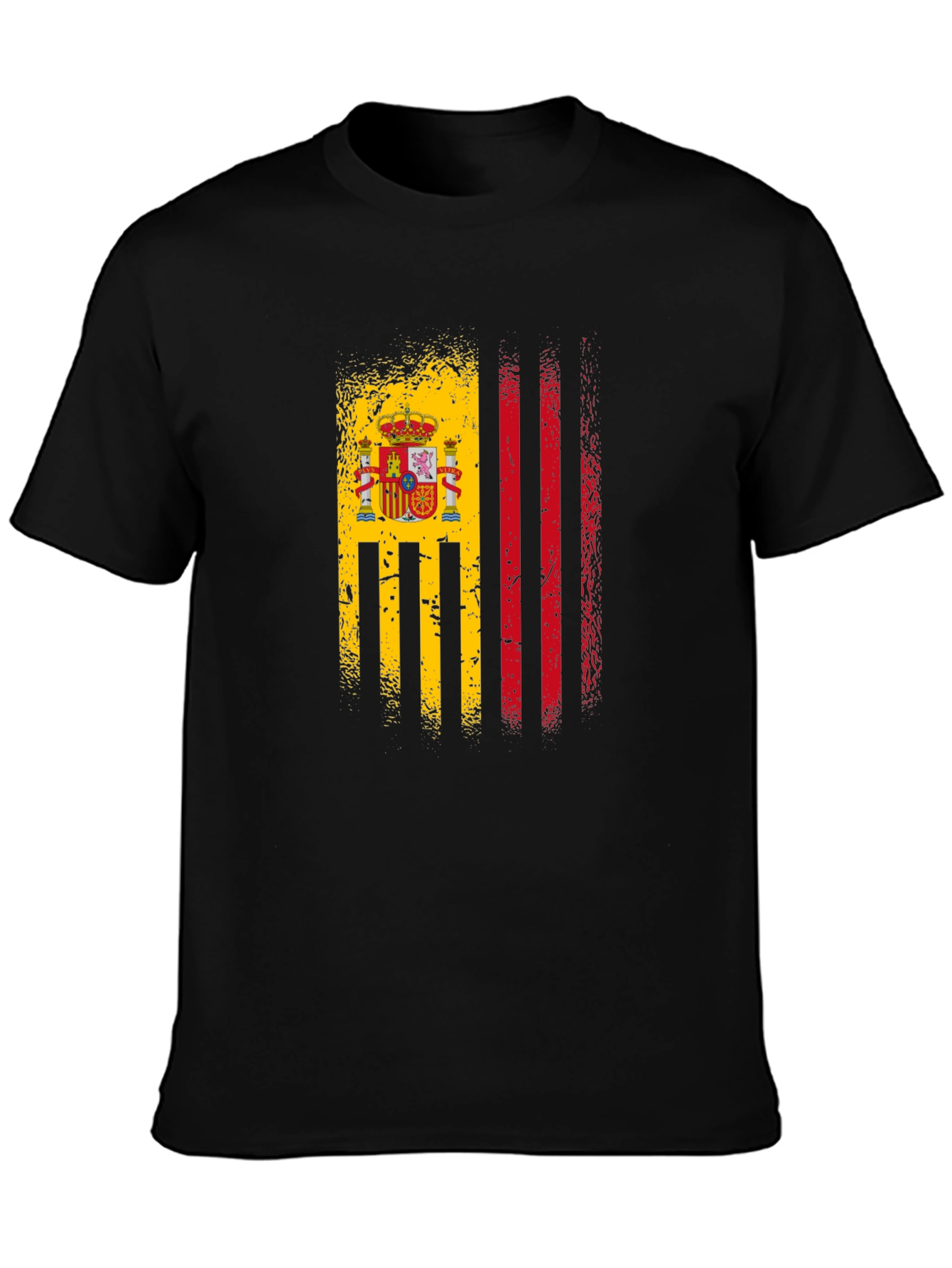 Spain Flag Graphic T-Shirt - Black