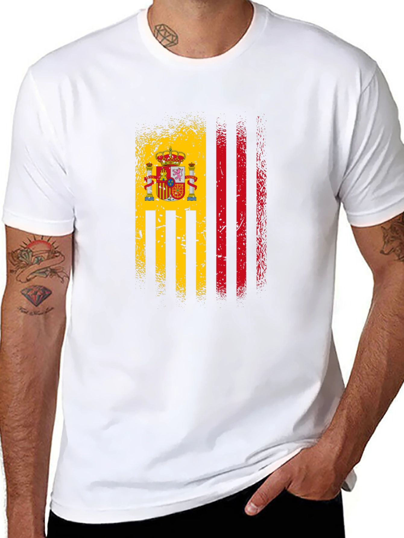 Spain Flag Graphic T-Shirt - Black
