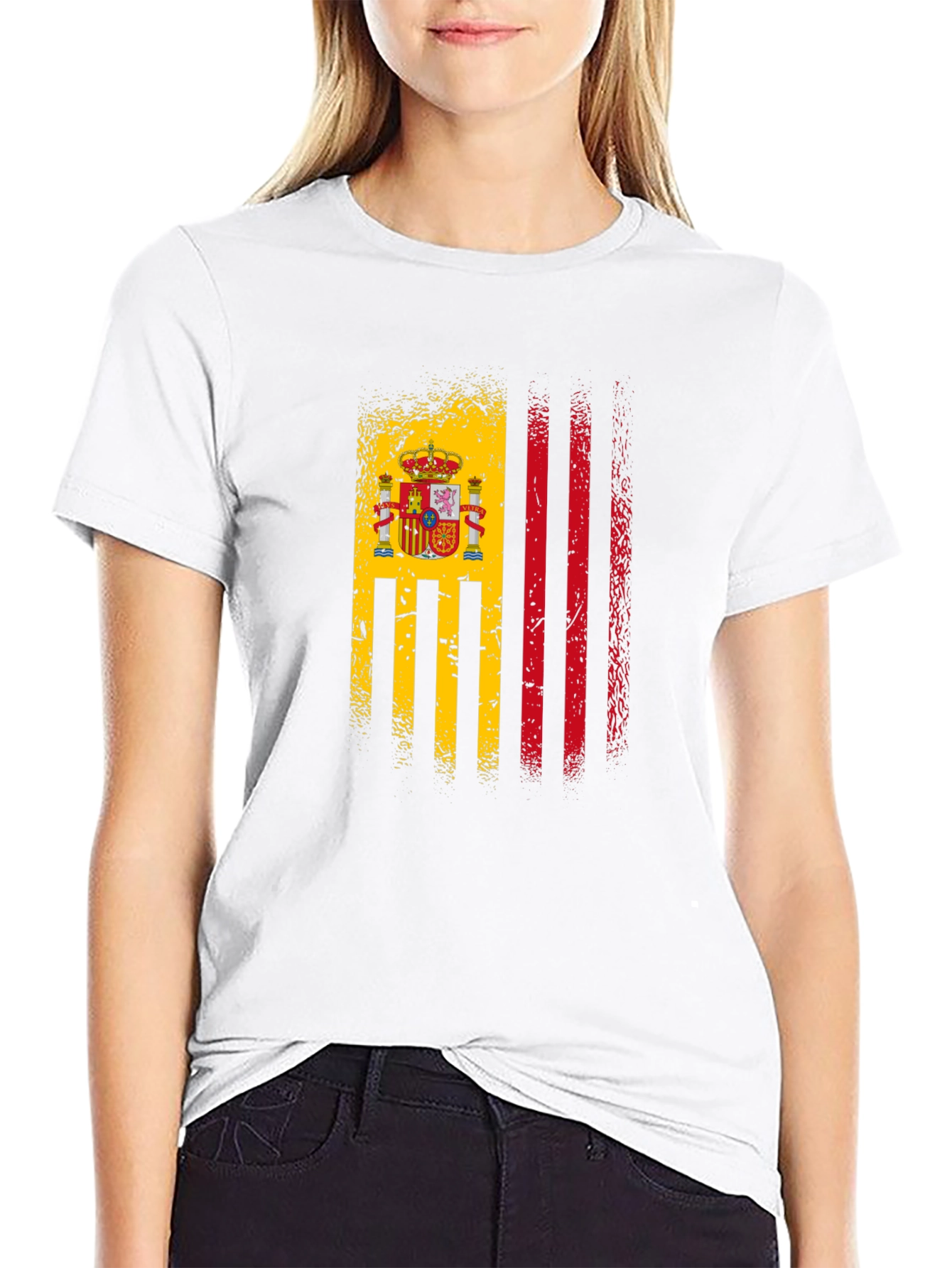 Spain Flag Graphic T-Shirt - Black