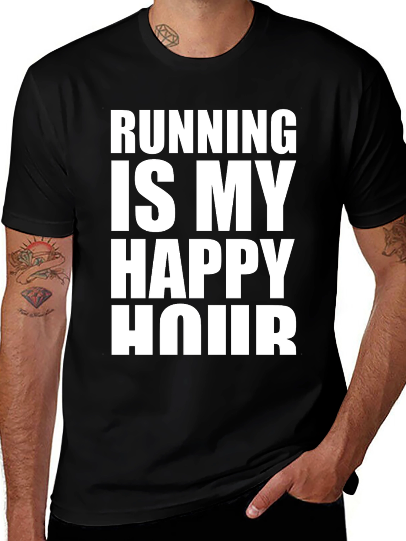 Running is My Happy Hour Black Graphic Tee
