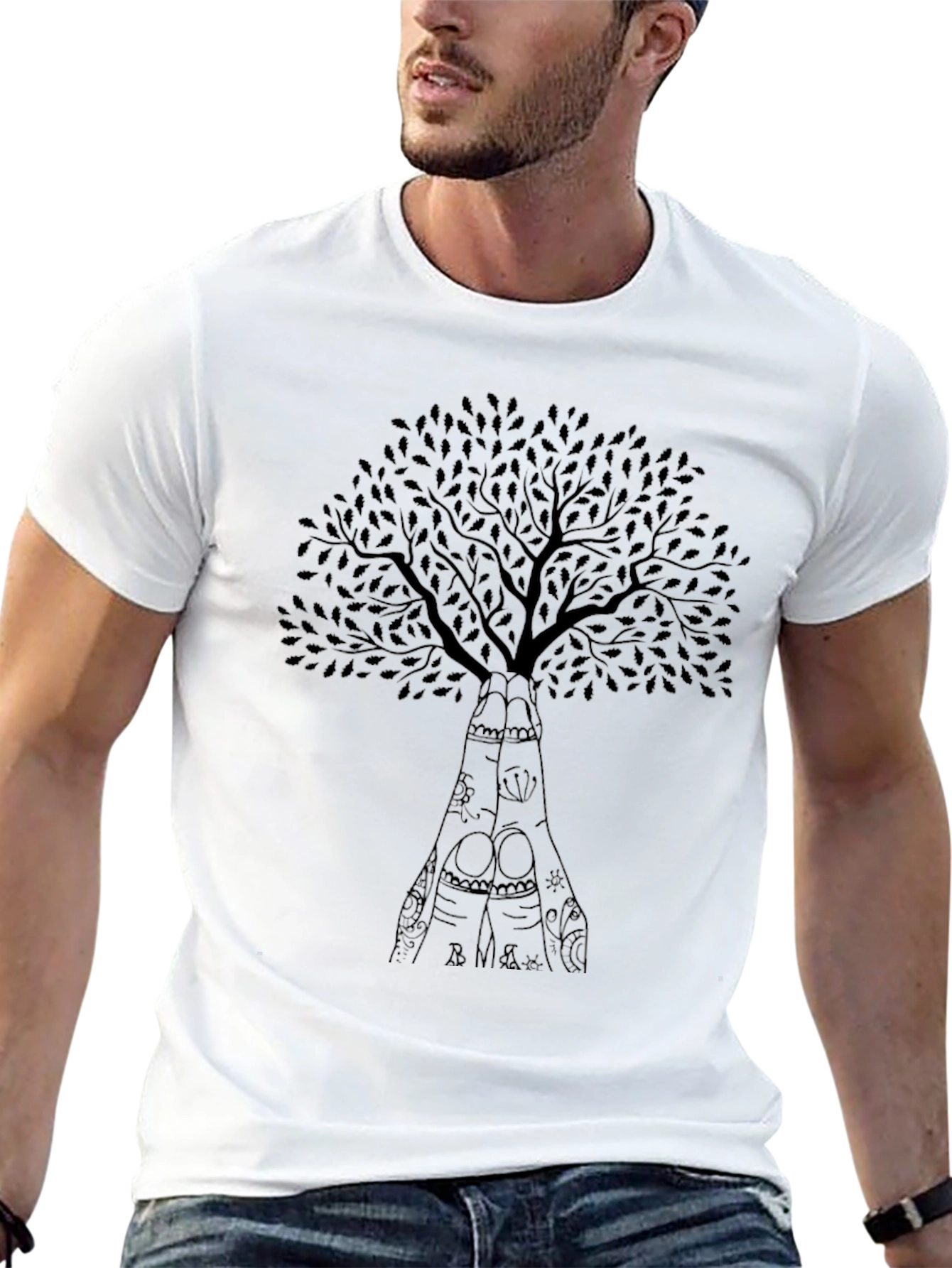 Tree Hands Graphic Tee - Black Cotton Blend