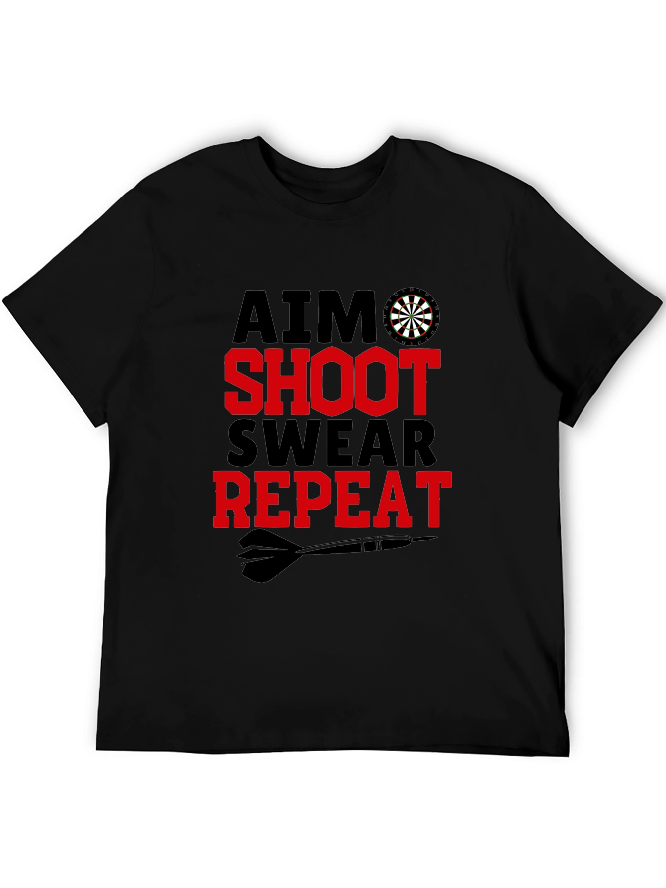 Aim Shoot Swear Repeat Mens Graphic T-Shirt