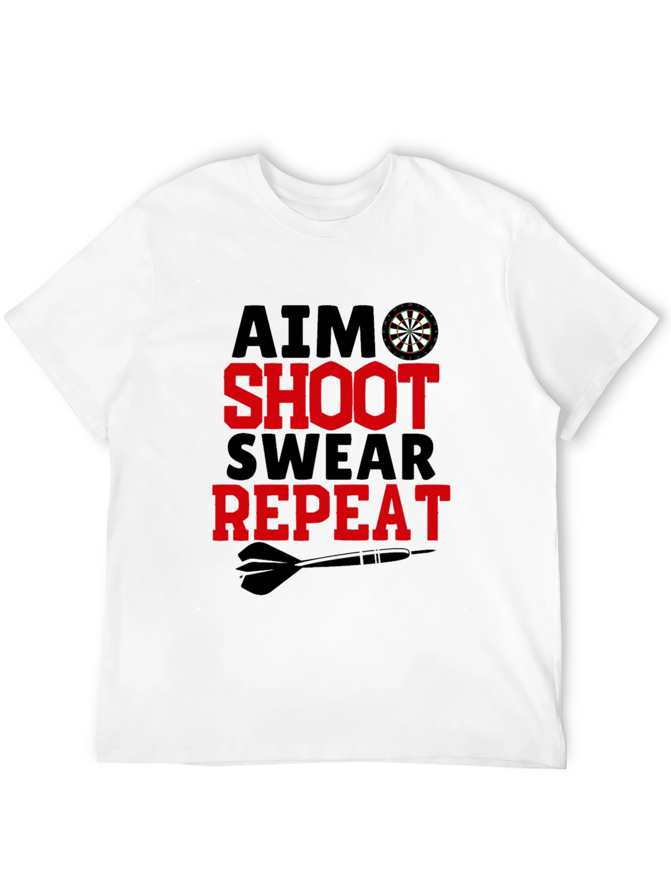 Aim Shoot Swear Repeat Mens Graphic T-Shirt