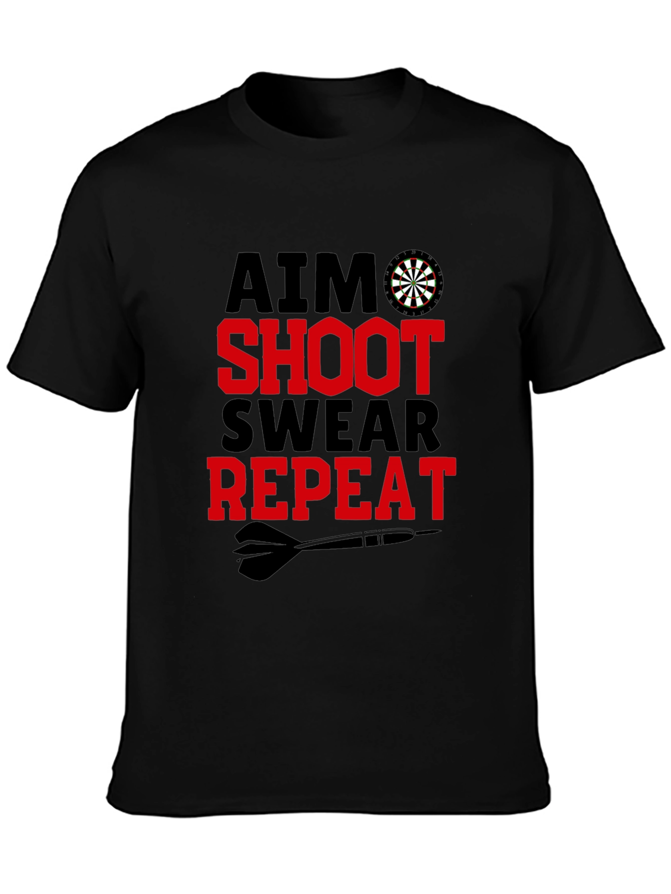 Aim Shoot Swear Repeat Mens Graphic T-Shirt