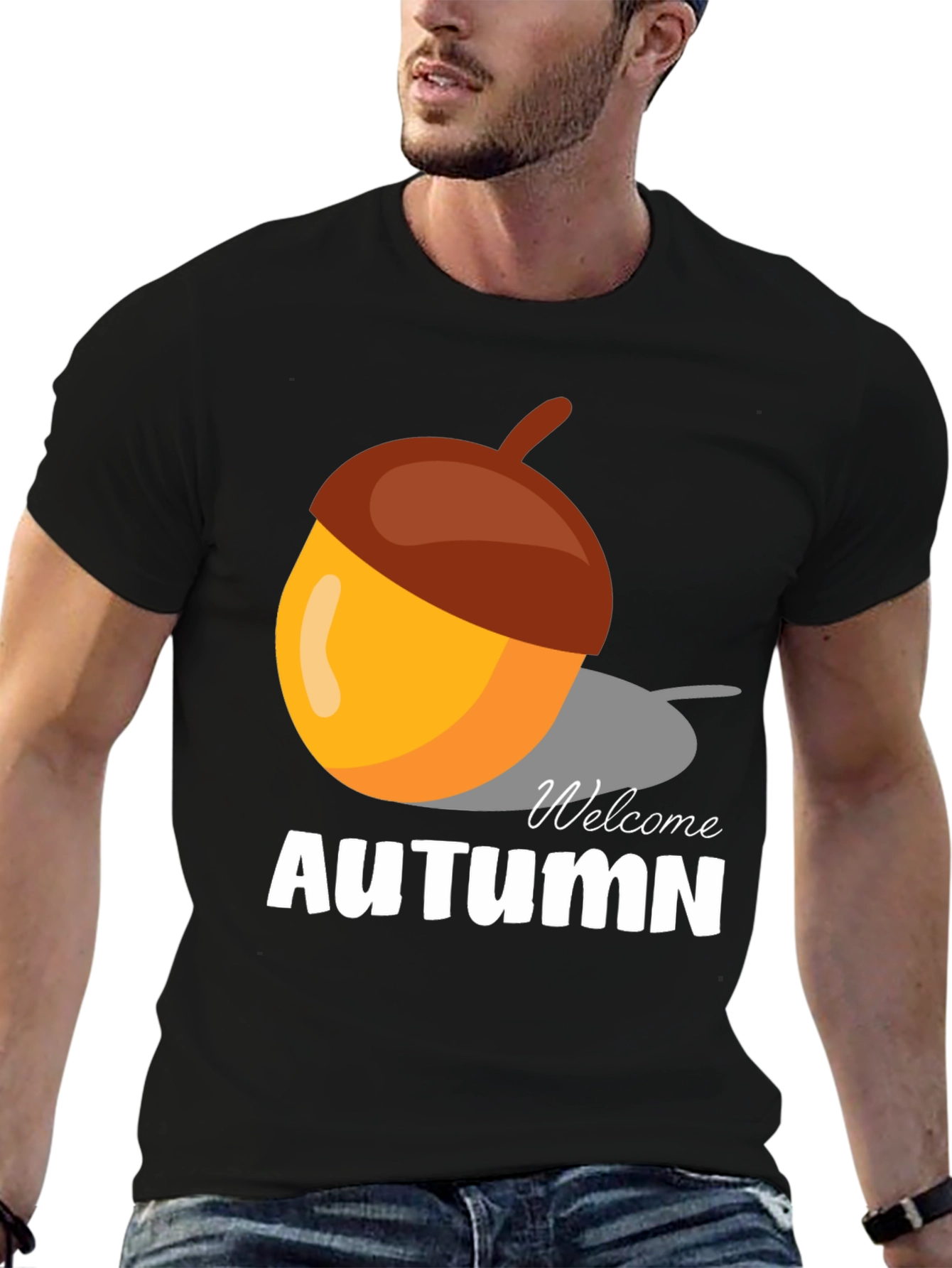 Welcome Autumn Acorn Graphic T-Shirt