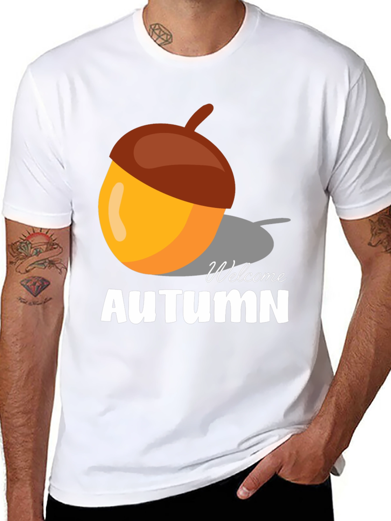 Welcome Autumn Acorn Graphic T-Shirt