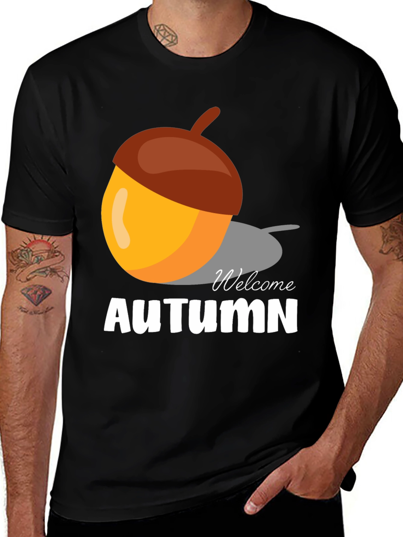 Welcome Autumn Acorn Graphic T-Shirt