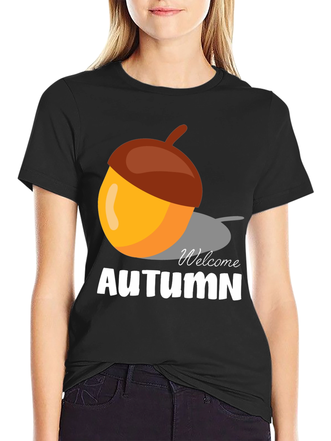 Welcome Autumn Acorn Graphic T-Shirt