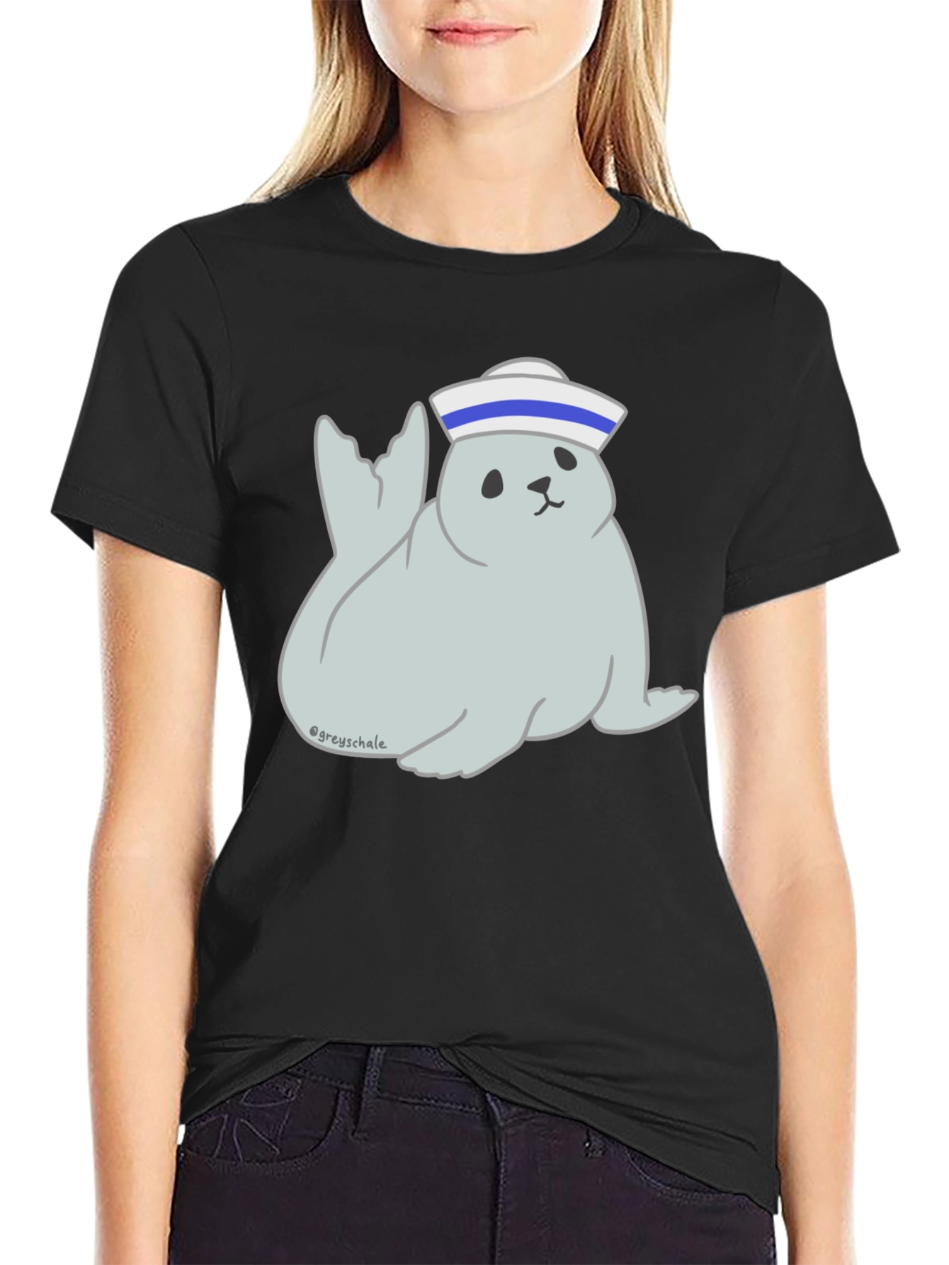 Seal Sailor Cartoon T-Shirt - Cute Nautical Design