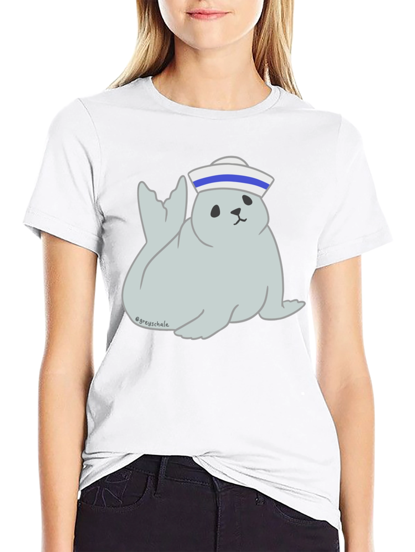 Seal Sailor Cartoon T-Shirt - Cute Nautical Design
