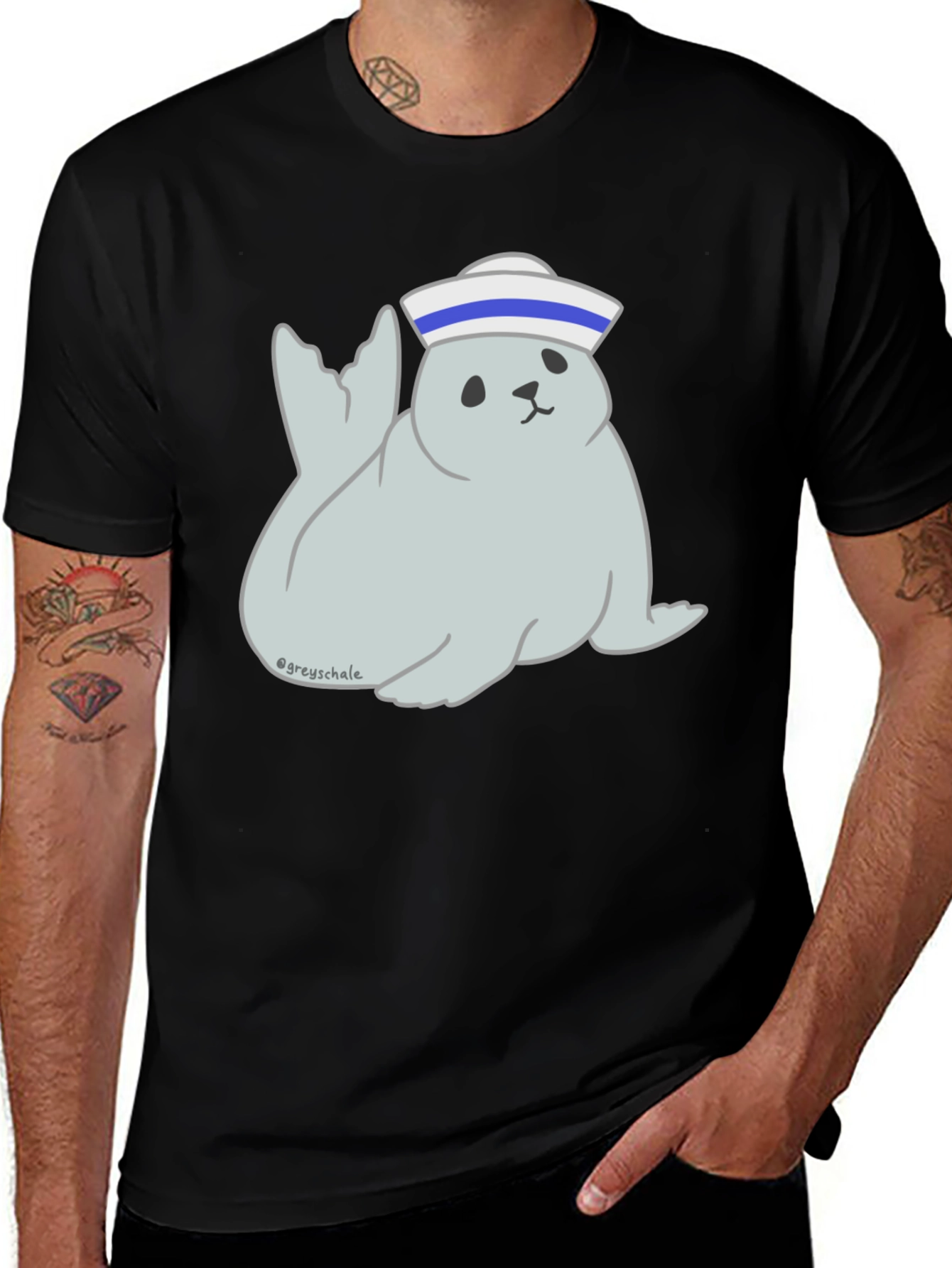 Seal Sailor Cartoon T-Shirt - Cute Nautical Design