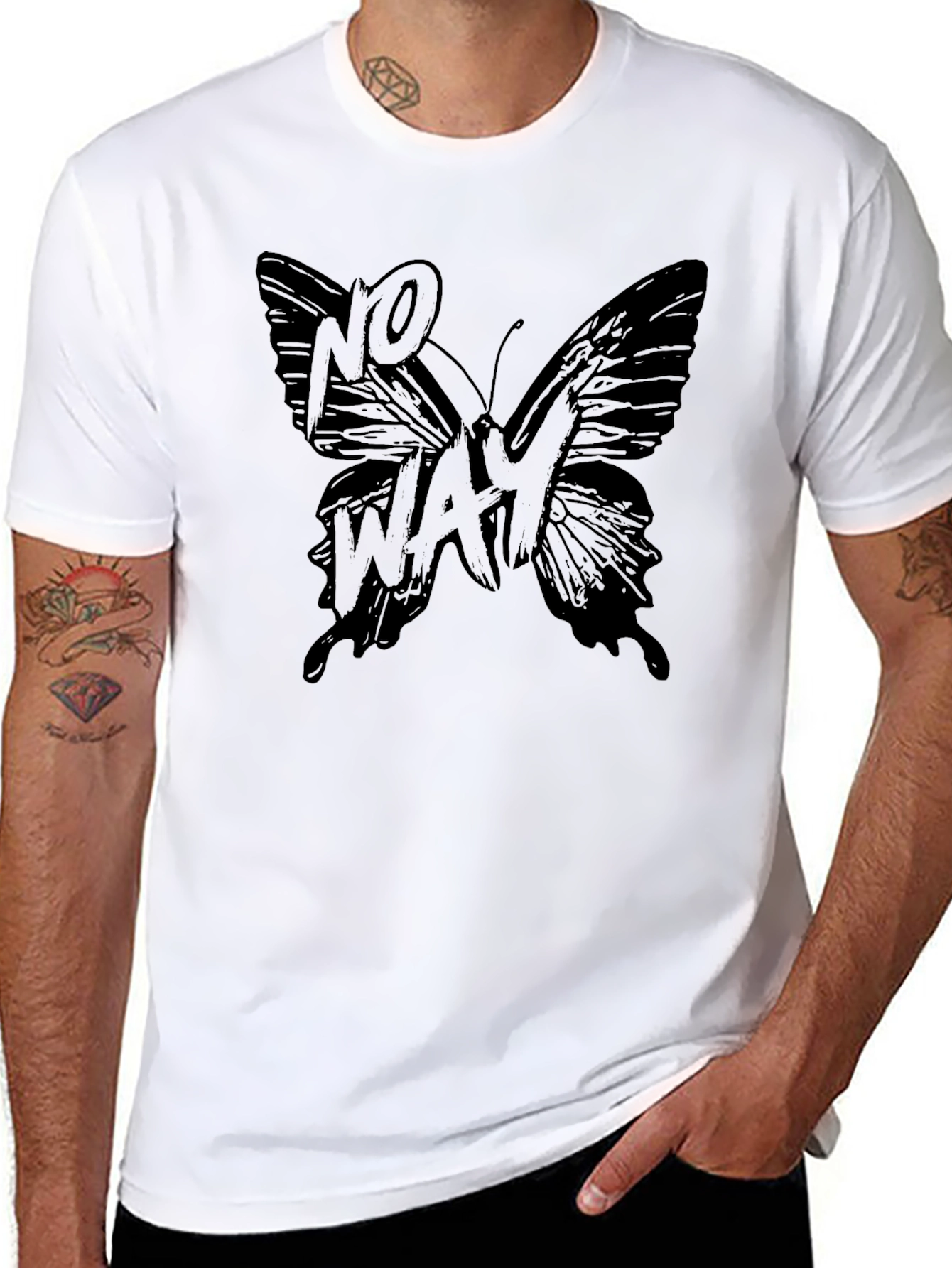 No Way Butterfly Black T-Shirt - Mens
