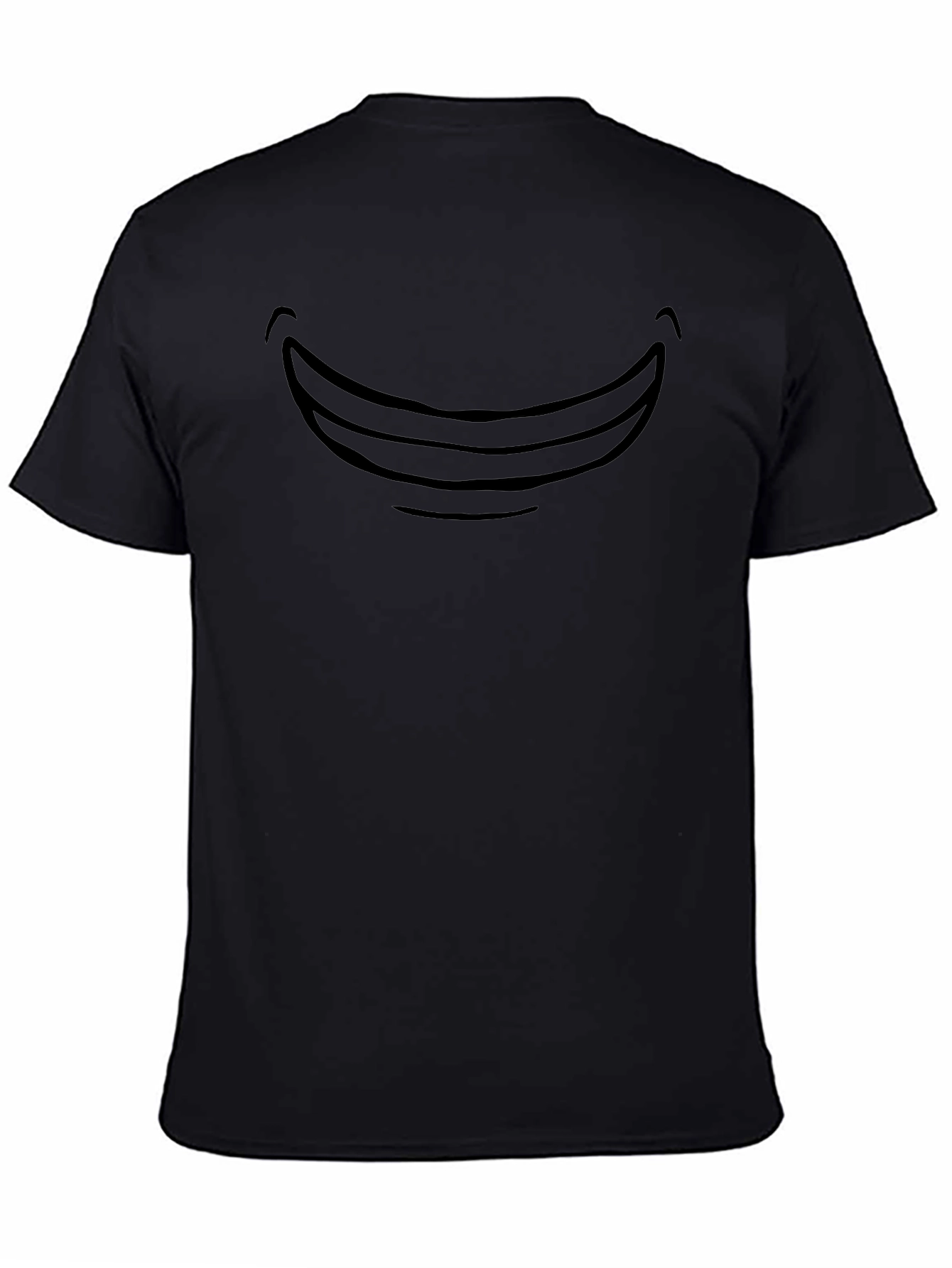 Cartoon Smile Graphic Tee - Black Cotton Comfort