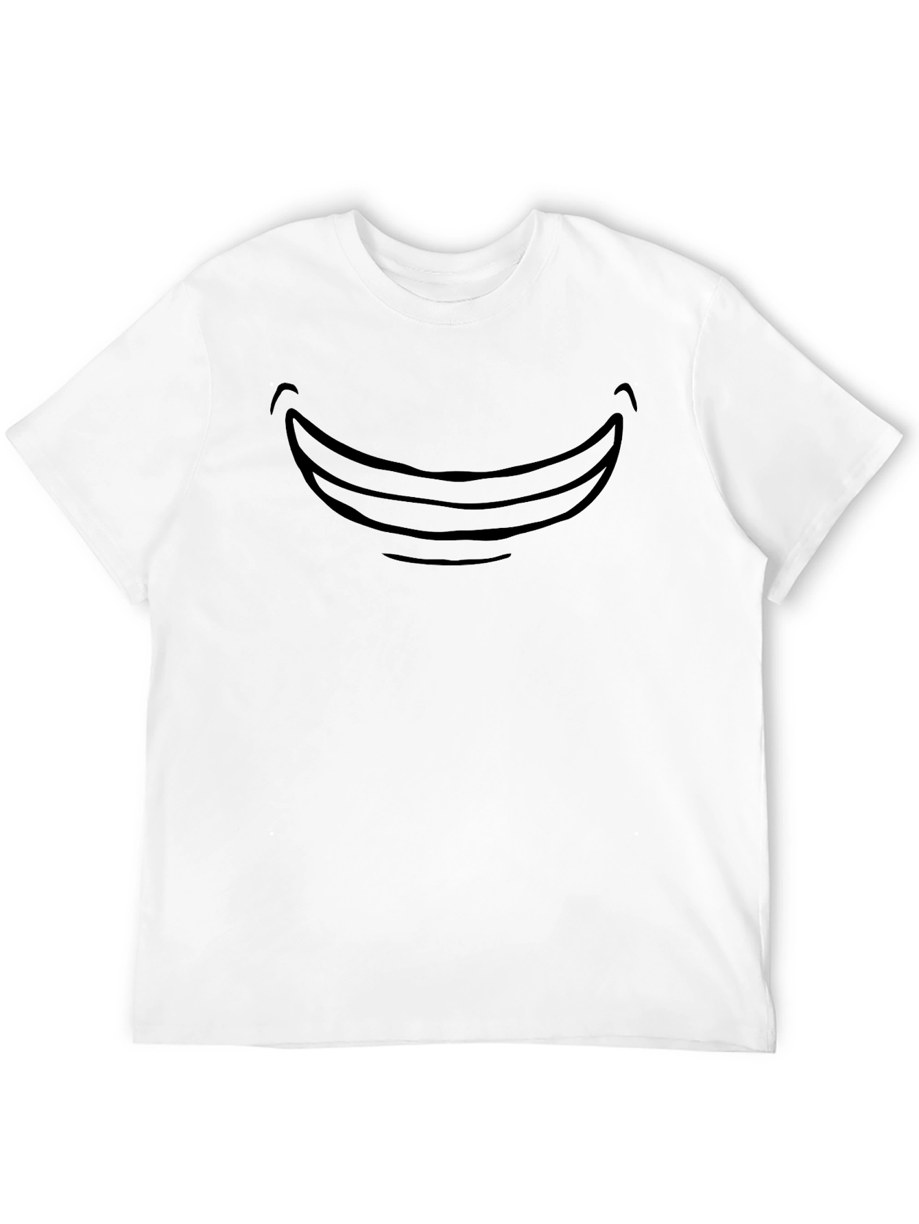 Cartoon Smile Graphic Tee - Black Cotton Comfort