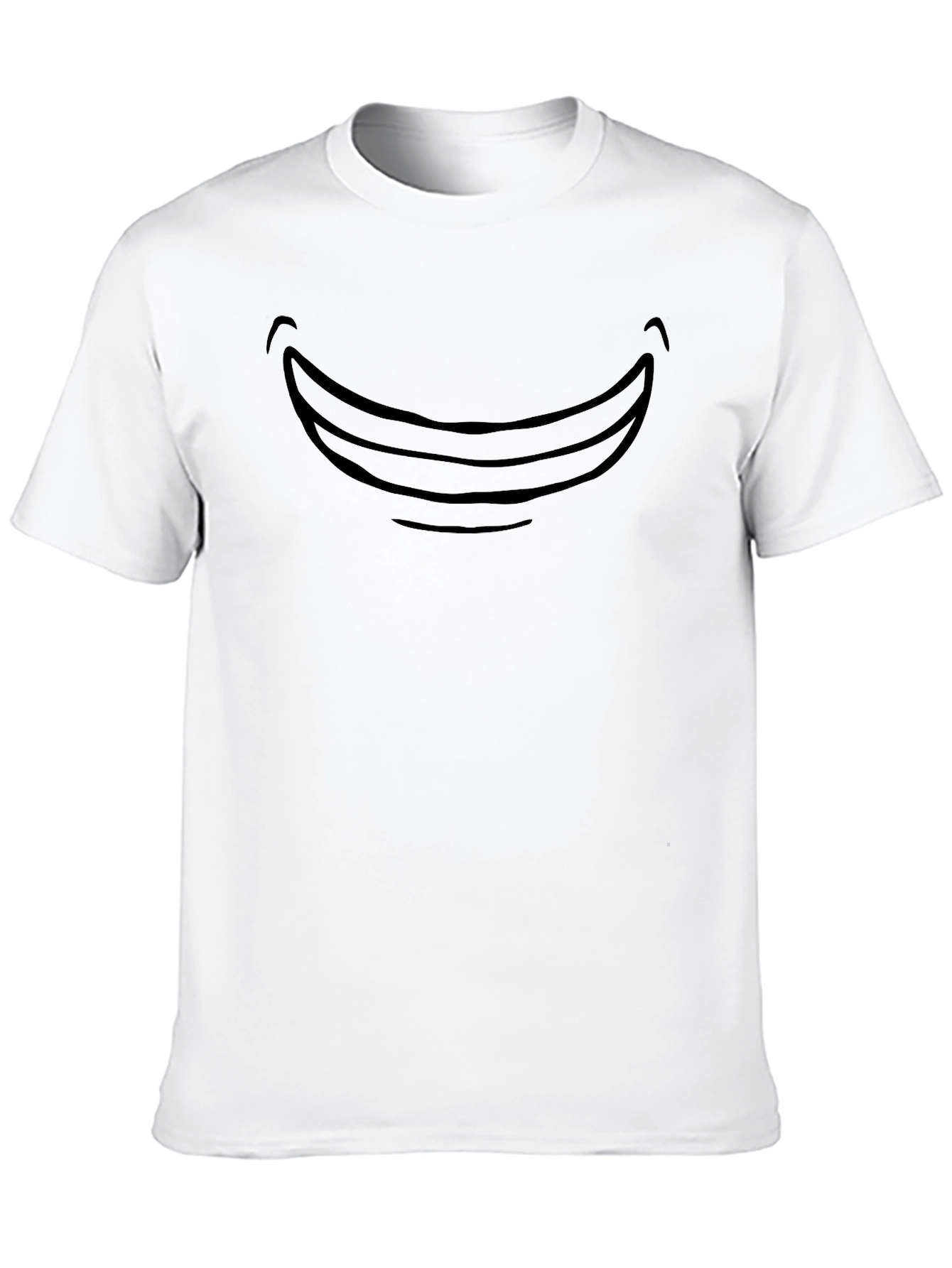 Cartoon Smile Graphic Tee - Black Cotton Comfort