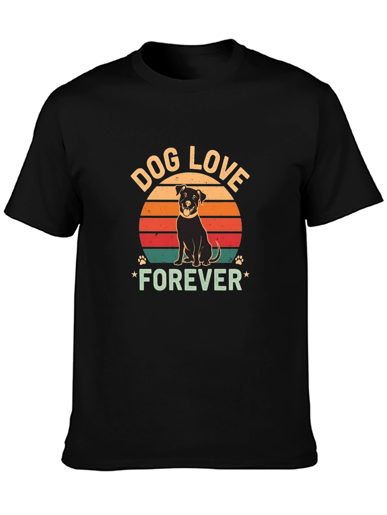 Dog Love Forever Black Graphic T-Shirt