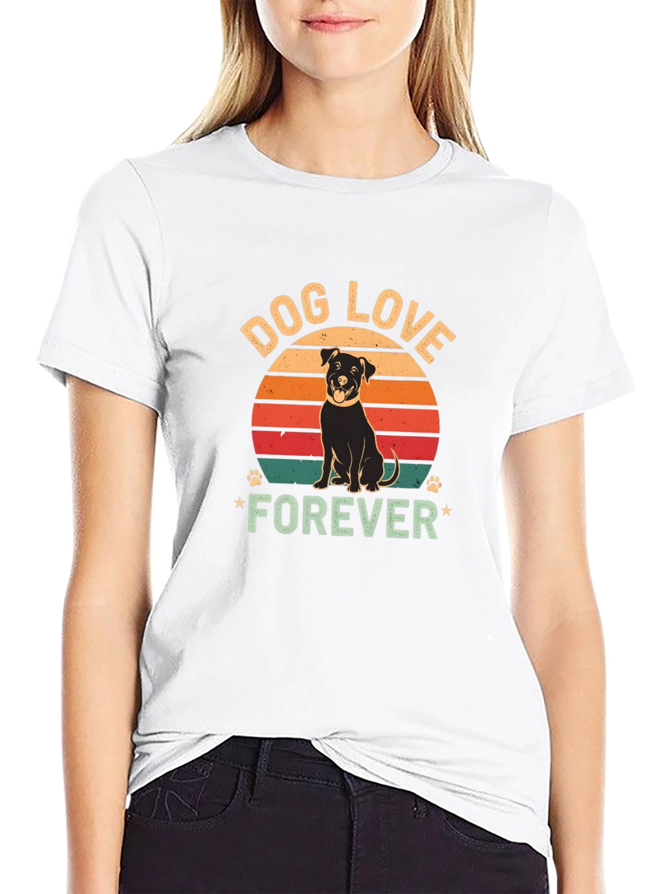 Dog Love Forever Black Graphic T-Shirt