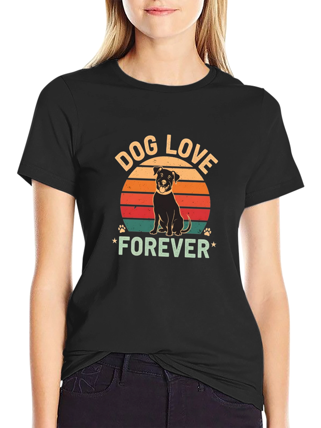 Dog Love Forever Black Graphic T-Shirt