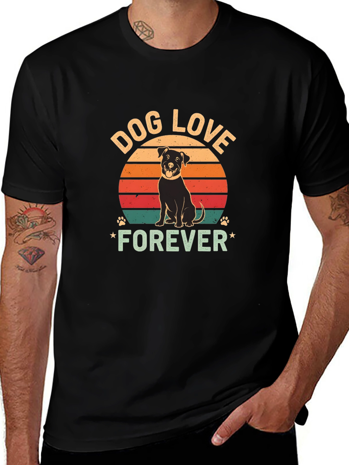 Dog Love Forever Black Graphic T-Shirt