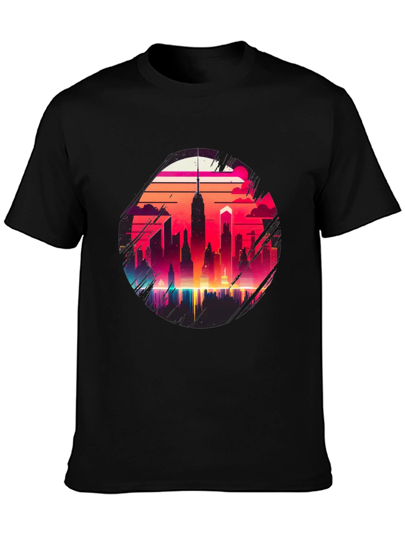 Retro Cityscape Graphic Tee - Black