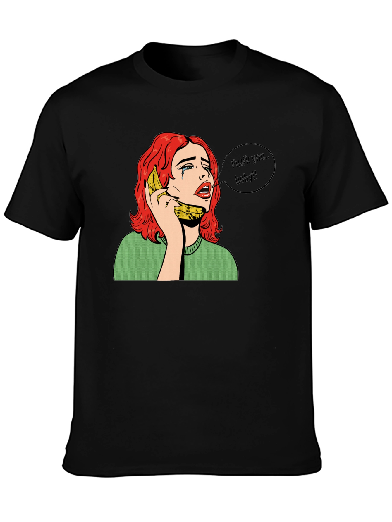 Banana Phone Crying Girl Black Tee