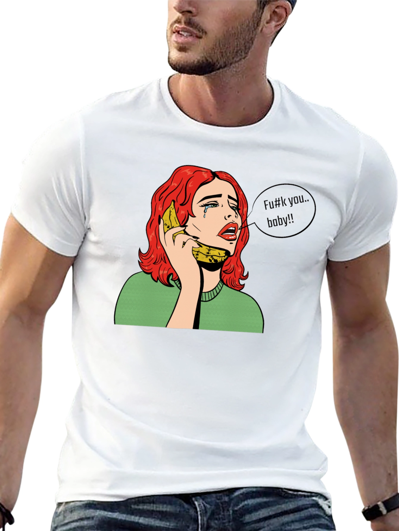 Banana Phone Crying Girl Black Tee