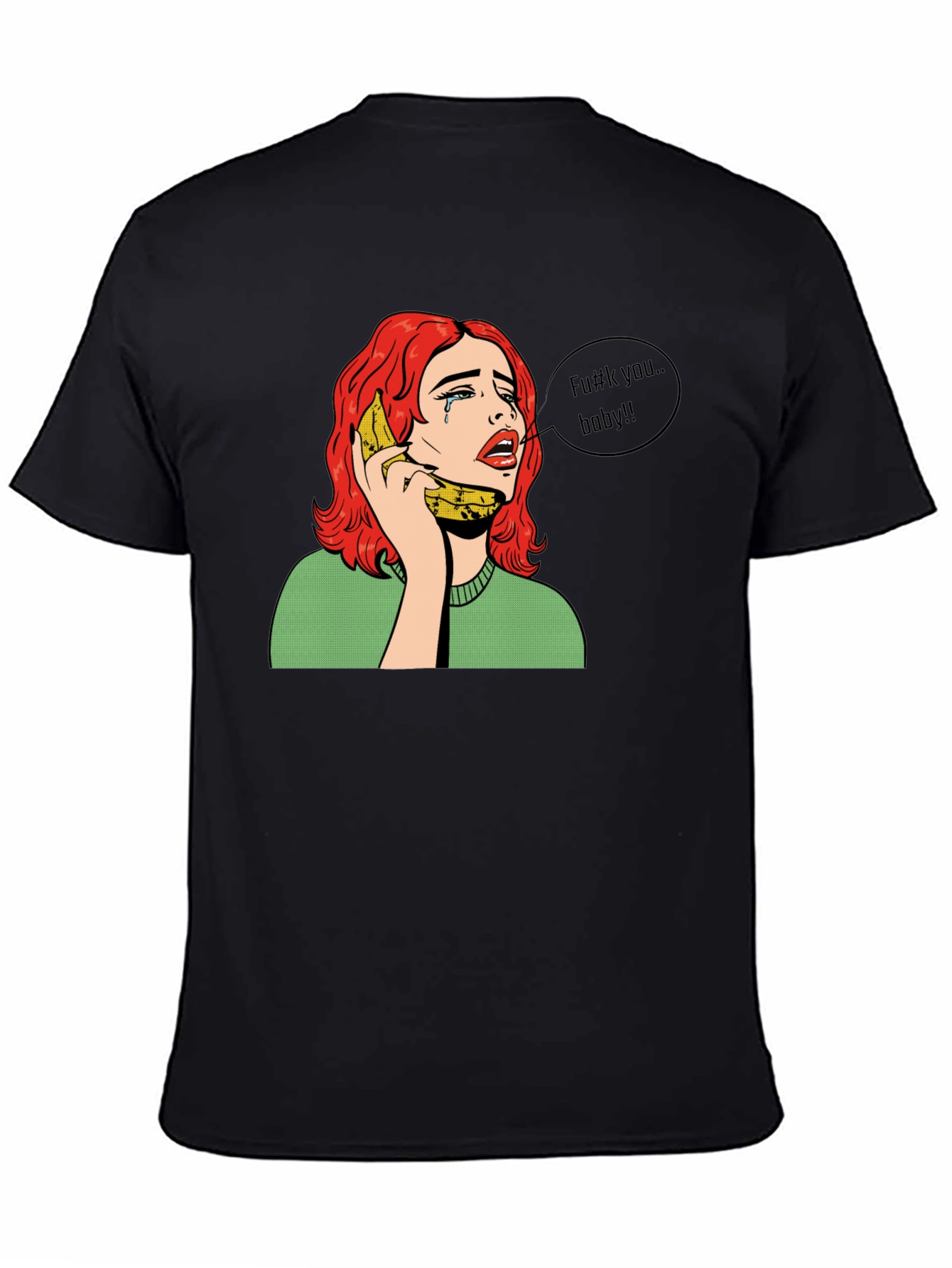 Banana Phone Crying Girl Black Tee