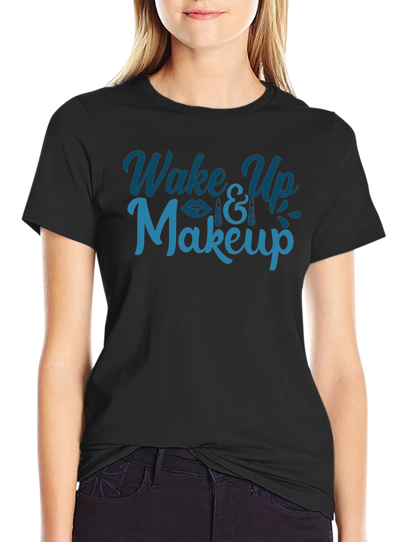 Wake Up and Makeup Graphic Tee