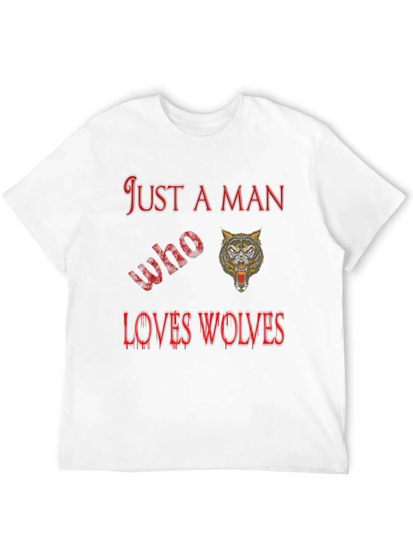 Just A Man Who Loves Wolves Black T-Shirt