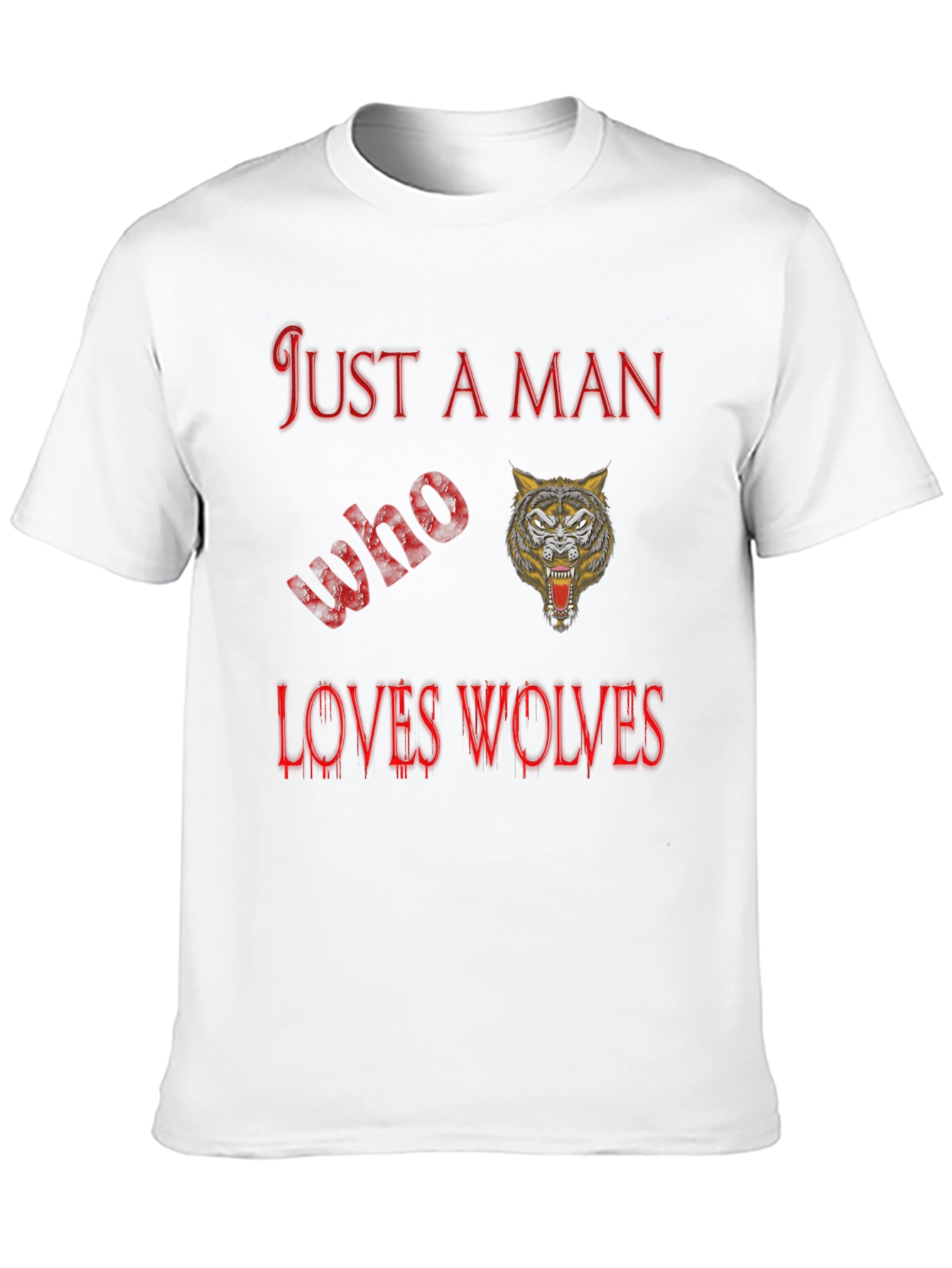 Just A Man Who Loves Wolves Black T-Shirt